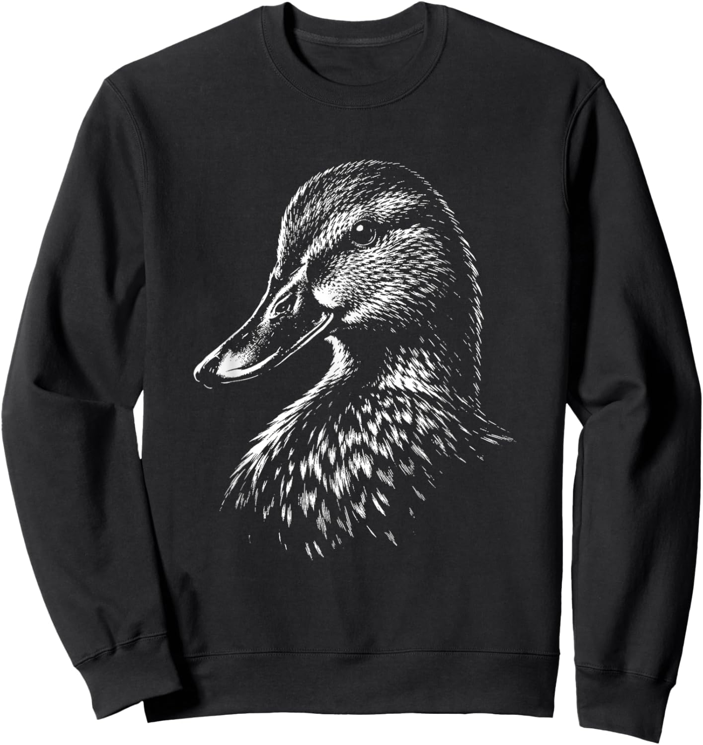 Duck Portrait Black and White Animal Lover Sweatshirt - Sweatshirt | Black