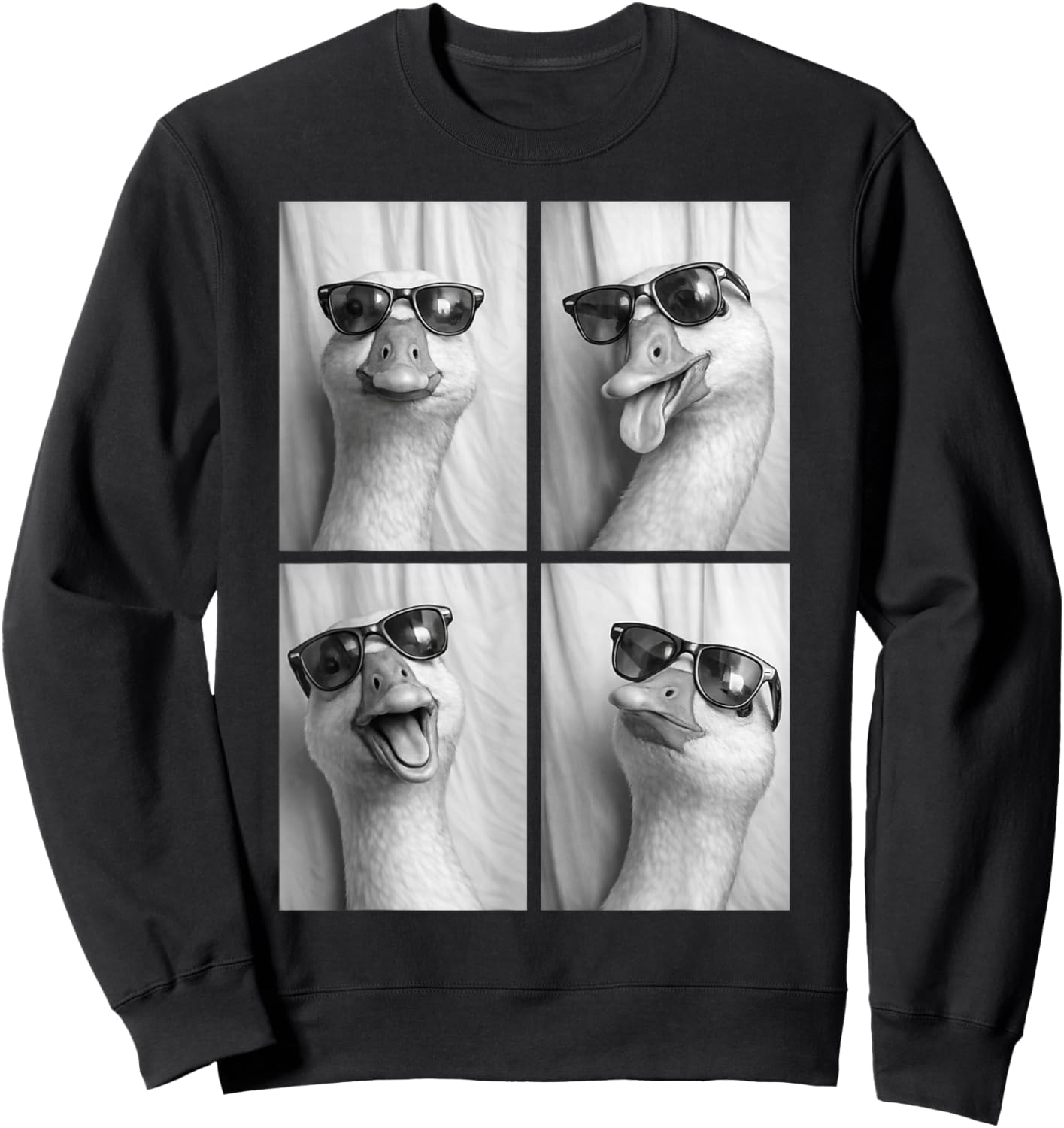 Cool Goose with Sunglasses PhotoBooth Funny Farm Bird Animal Sweatshirt - Sweatshirt | Black