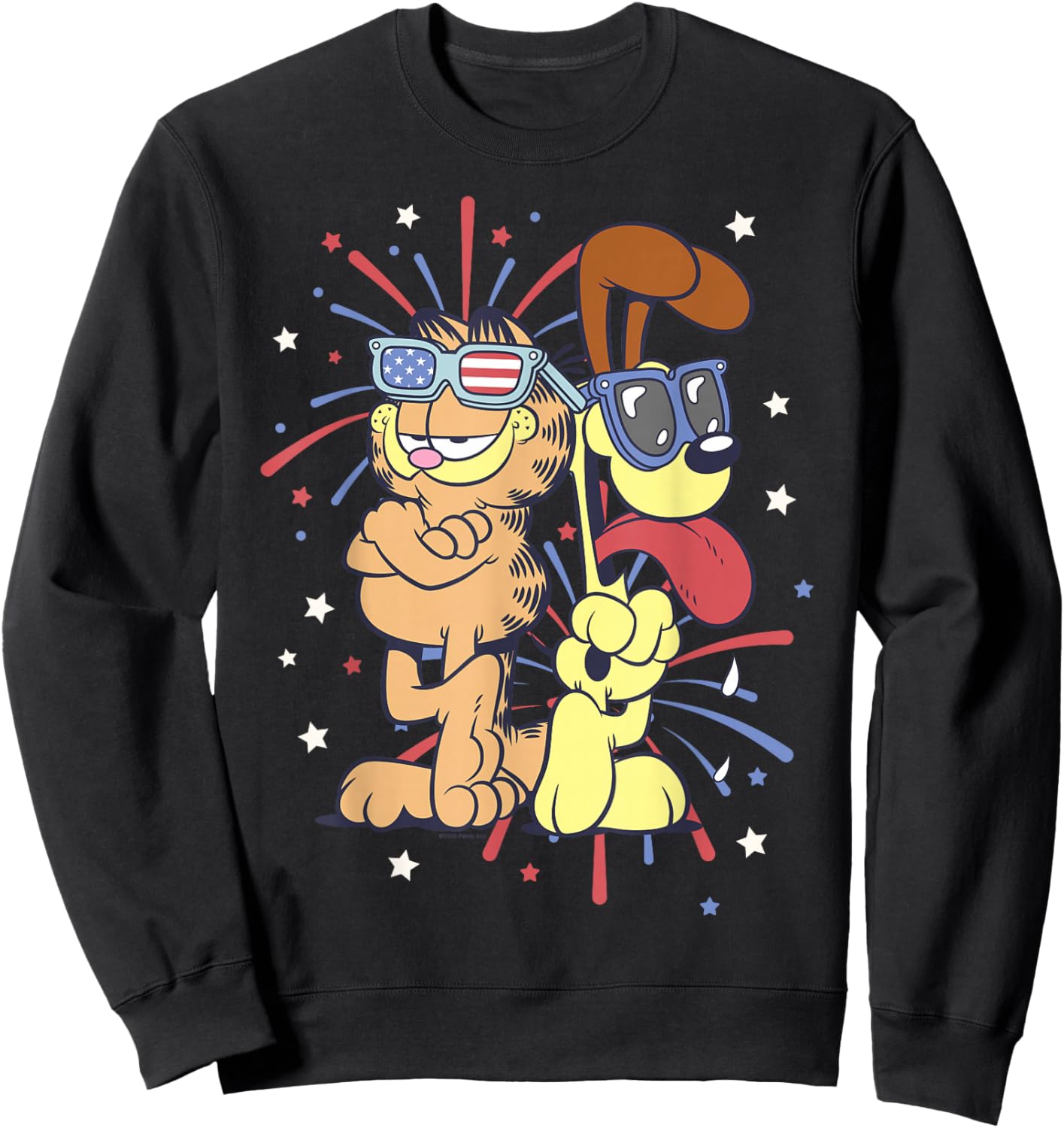 Garfield 4th of July Garfield & Odie Back to Back Fireworks Sweatshirt - Sweatshirt | Black