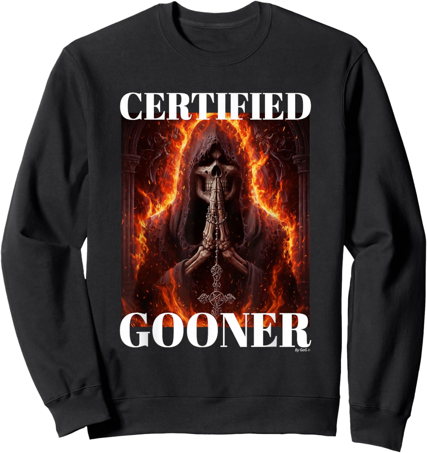 Goon Funny Gooning Meme Skeleton Certified Gooner Sweatshirt - Sweatshirt | Black