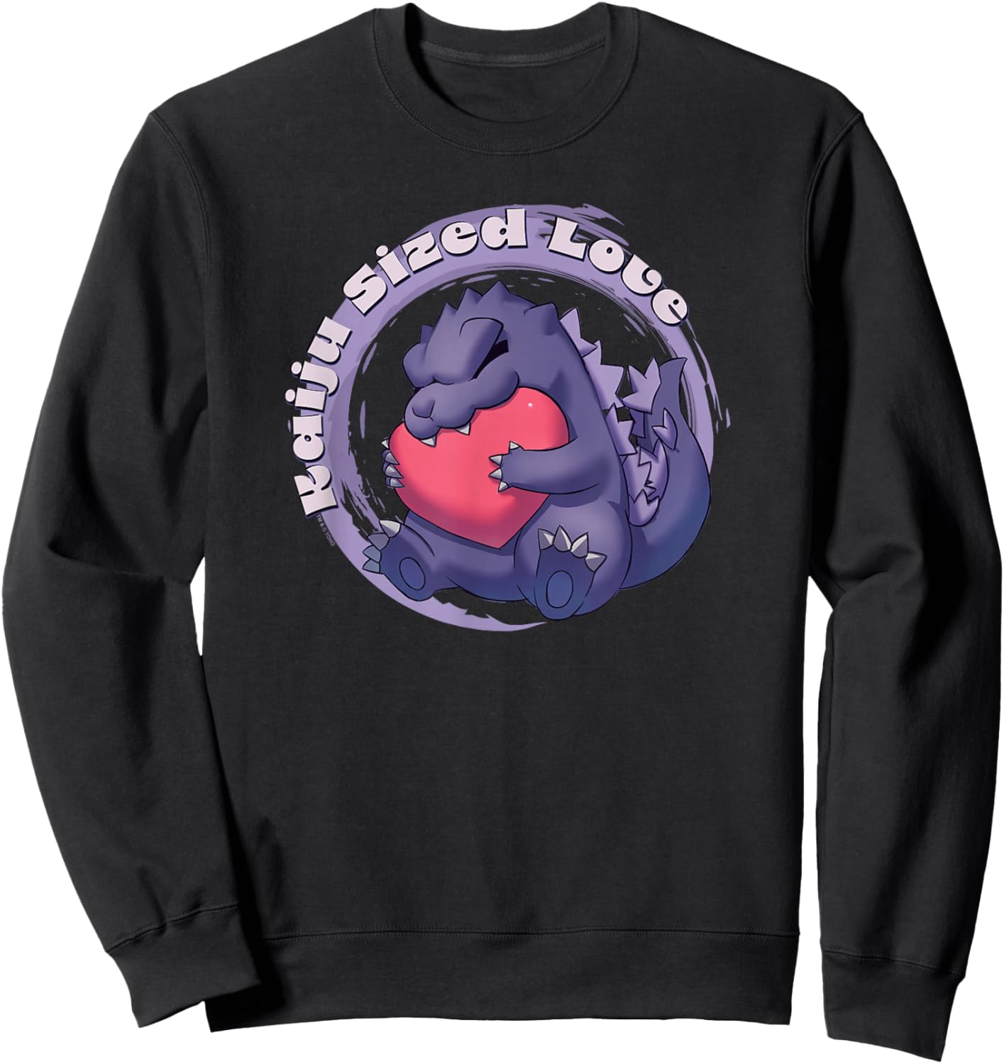 Godzilla Kaiju Sized Love Cute Cuddly Heart Valentine's Day Sweatshirt - Sweatshirt | Black