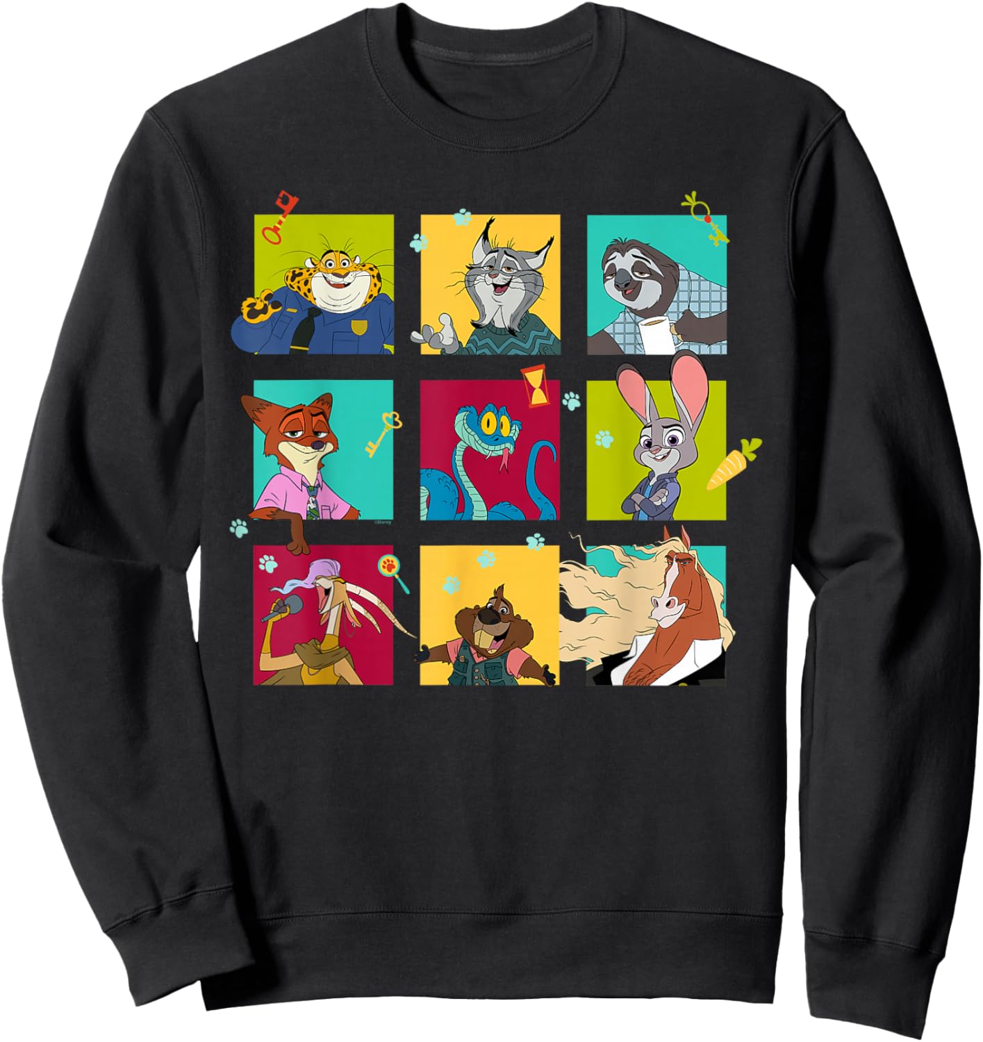 Disney Zootopia 2 Illustrated Characters Grid Sweatshirt - Sweatshirt | Black