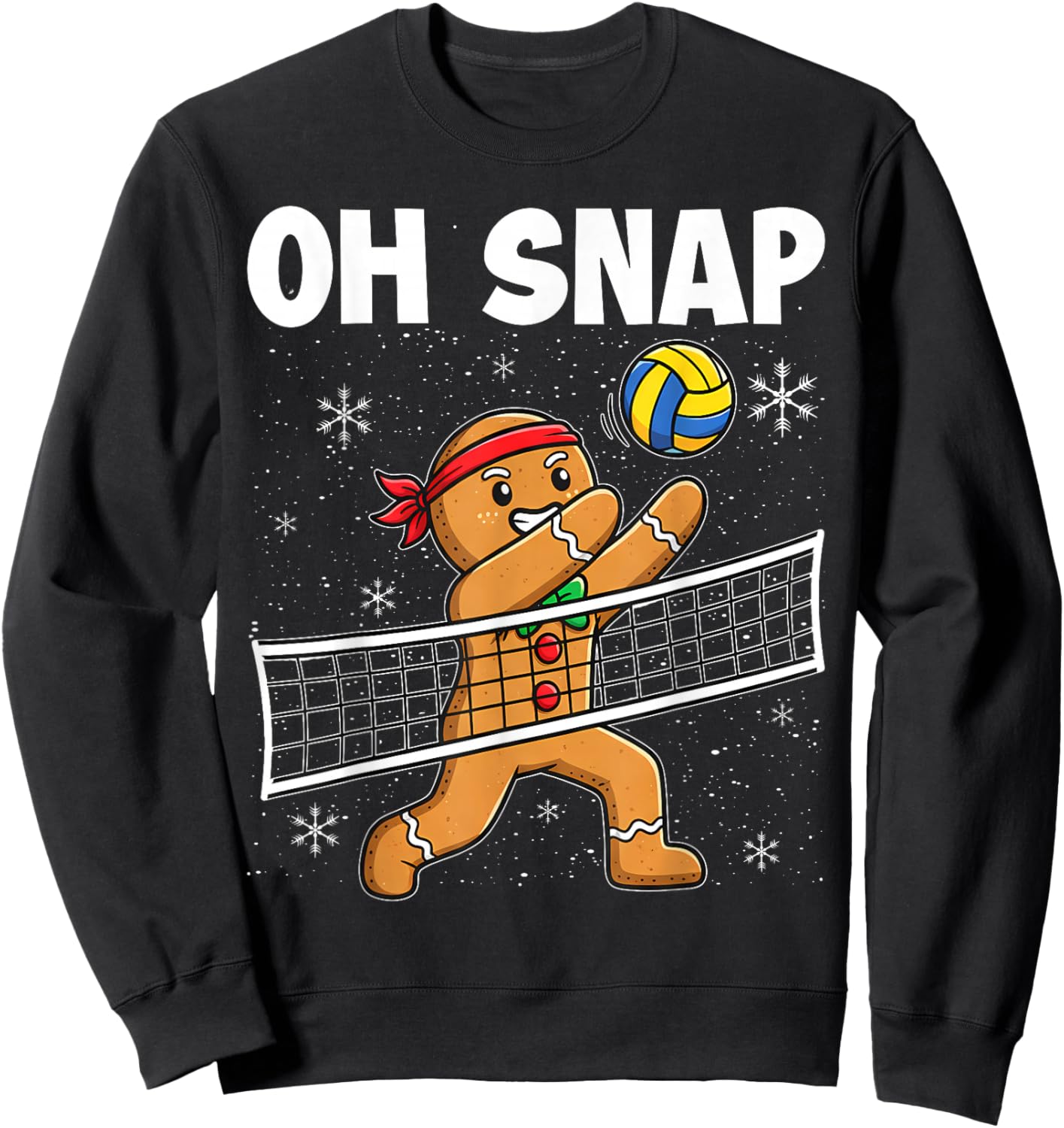 Oh Snap Gingerbread Man Christmas Volleyball Sweatshirt - Sweatshirt | Black