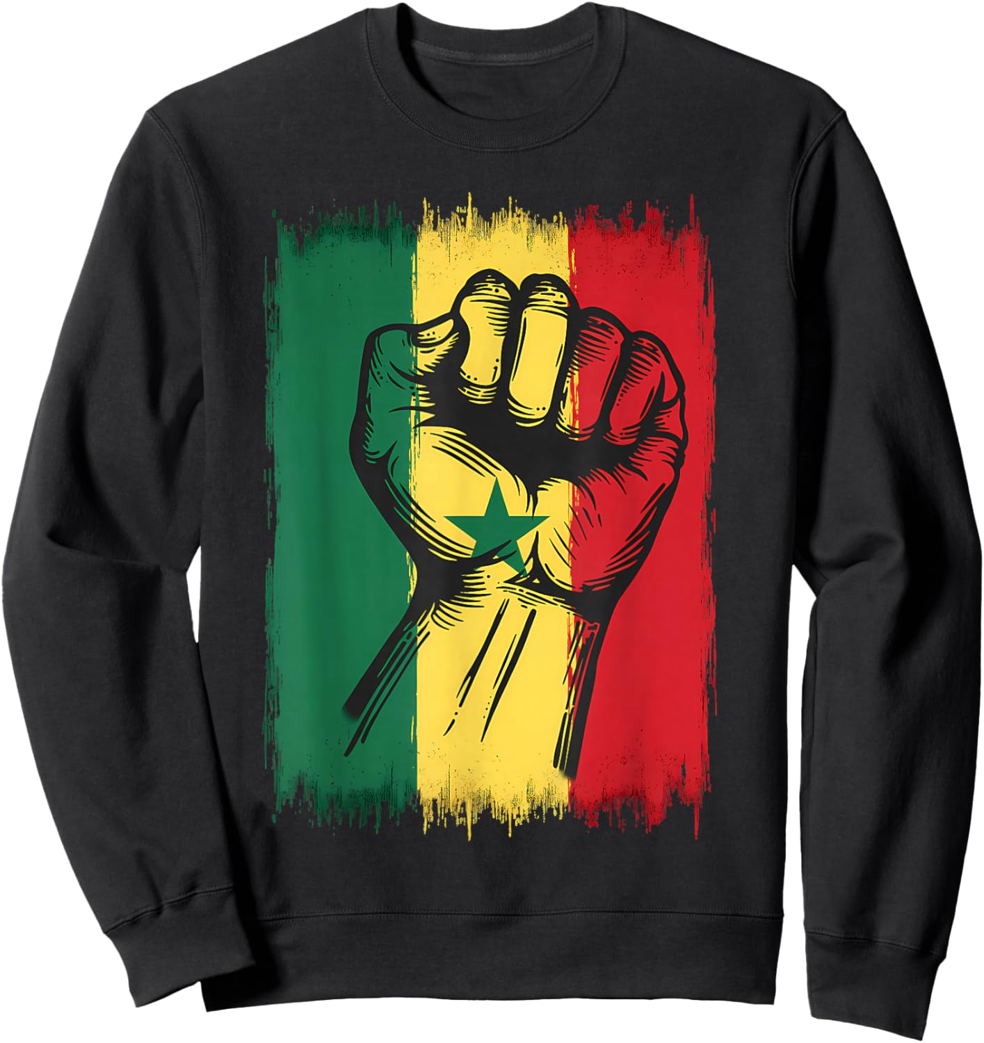 Senegal Roots Handfist Senegalese Flag Sweatshirt - Sweatshirt | Black