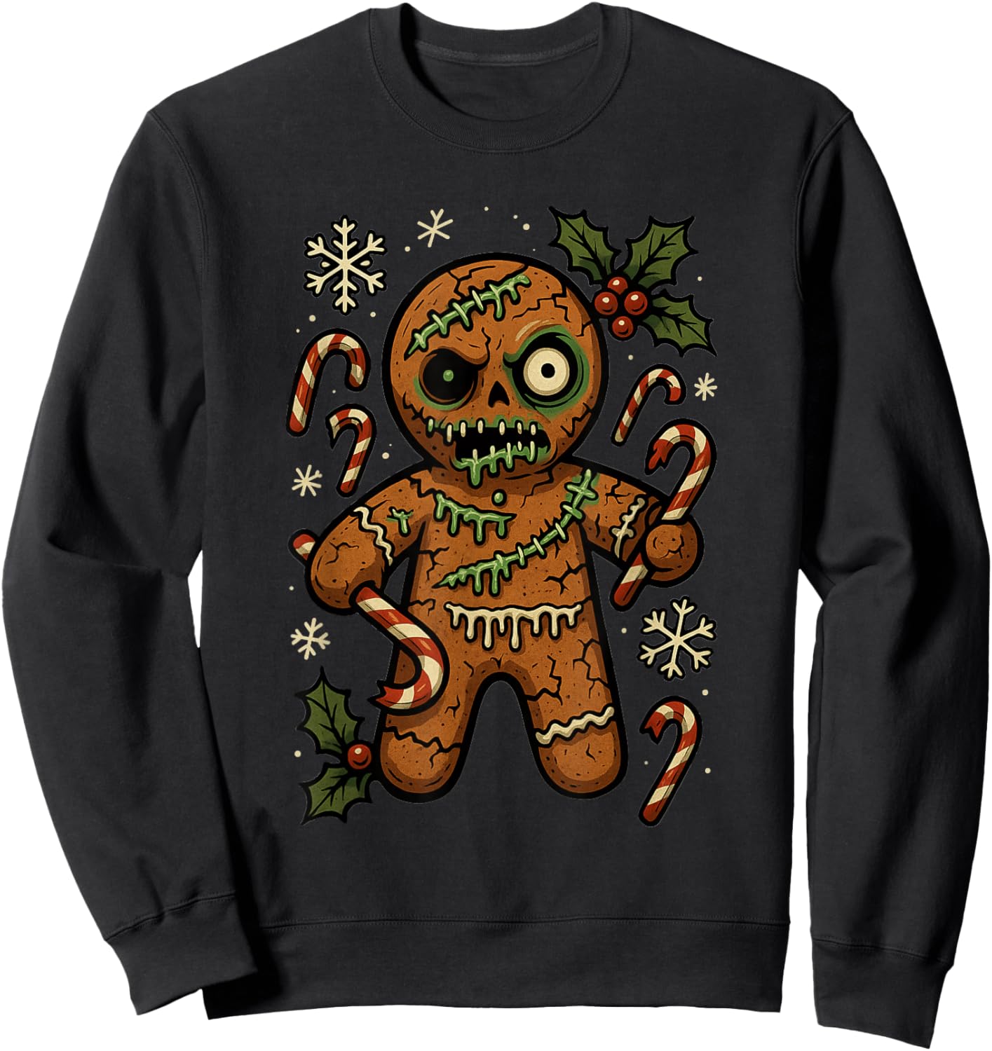 Zombie Gingerbread Man Christmas Zombie Sweatshirt - Sweatshirt | Black