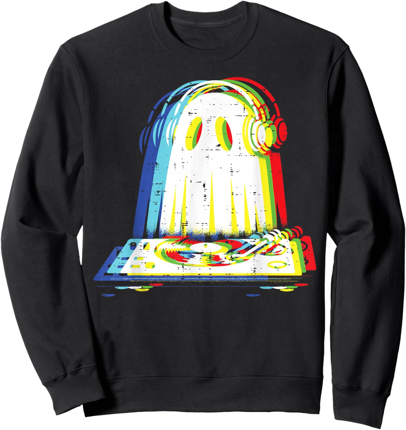 Halloween Ghost DJ Vintage EDM Costume Music Men Women Kids Sweatshirt - Sweatshirt | Black