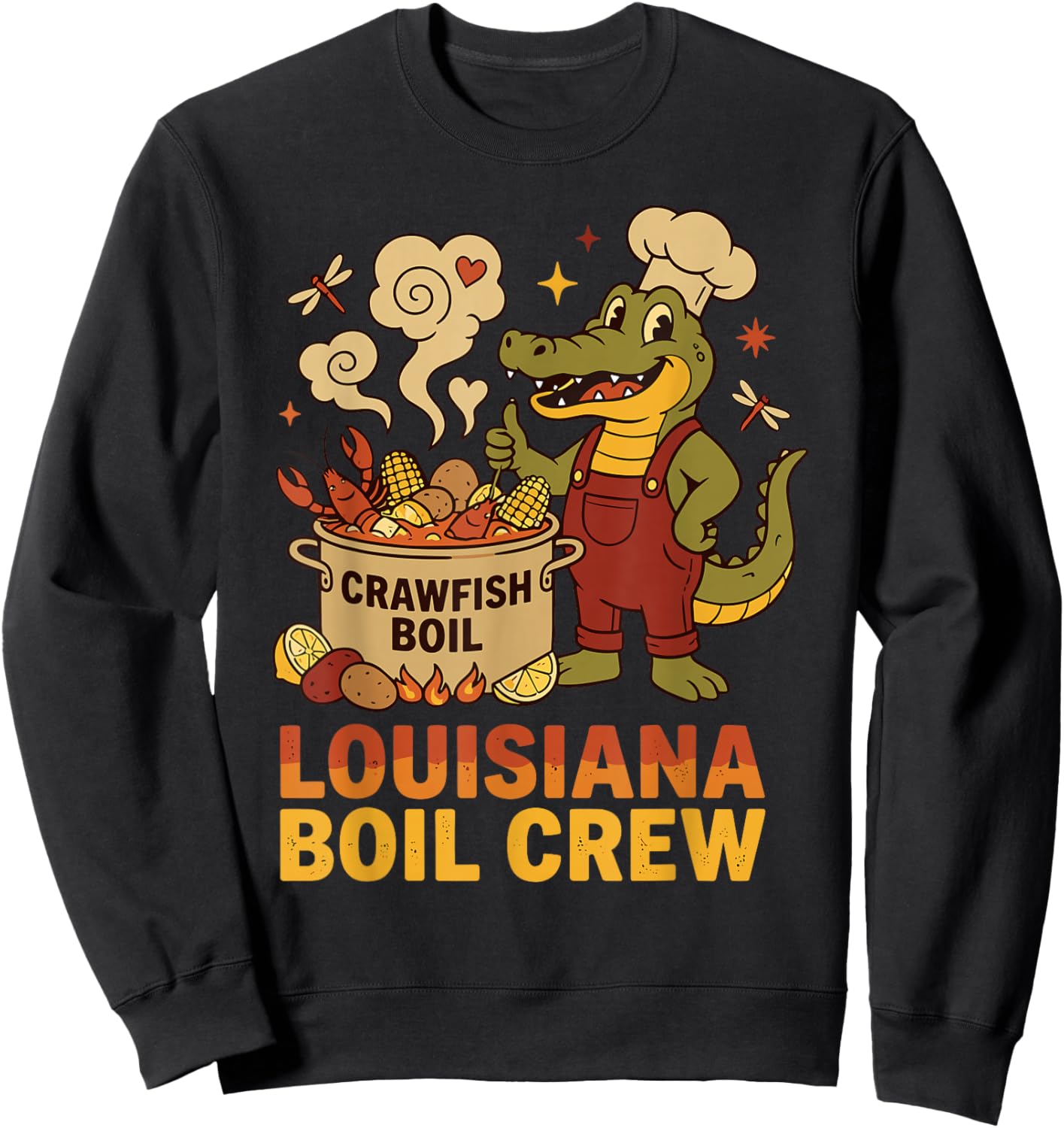 Crawfish Cajun Louisiana Boil Alligator Bayou Retro Wildlife Sweatshirt - Sweatshirt | Black