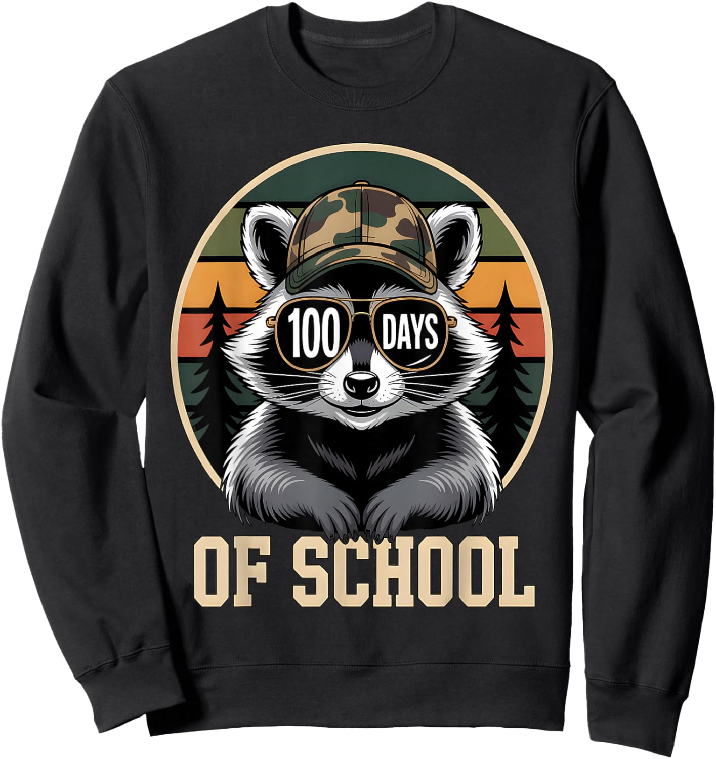 100 Days of School Raccoon Sweatshirt - Sweatshirt | Black