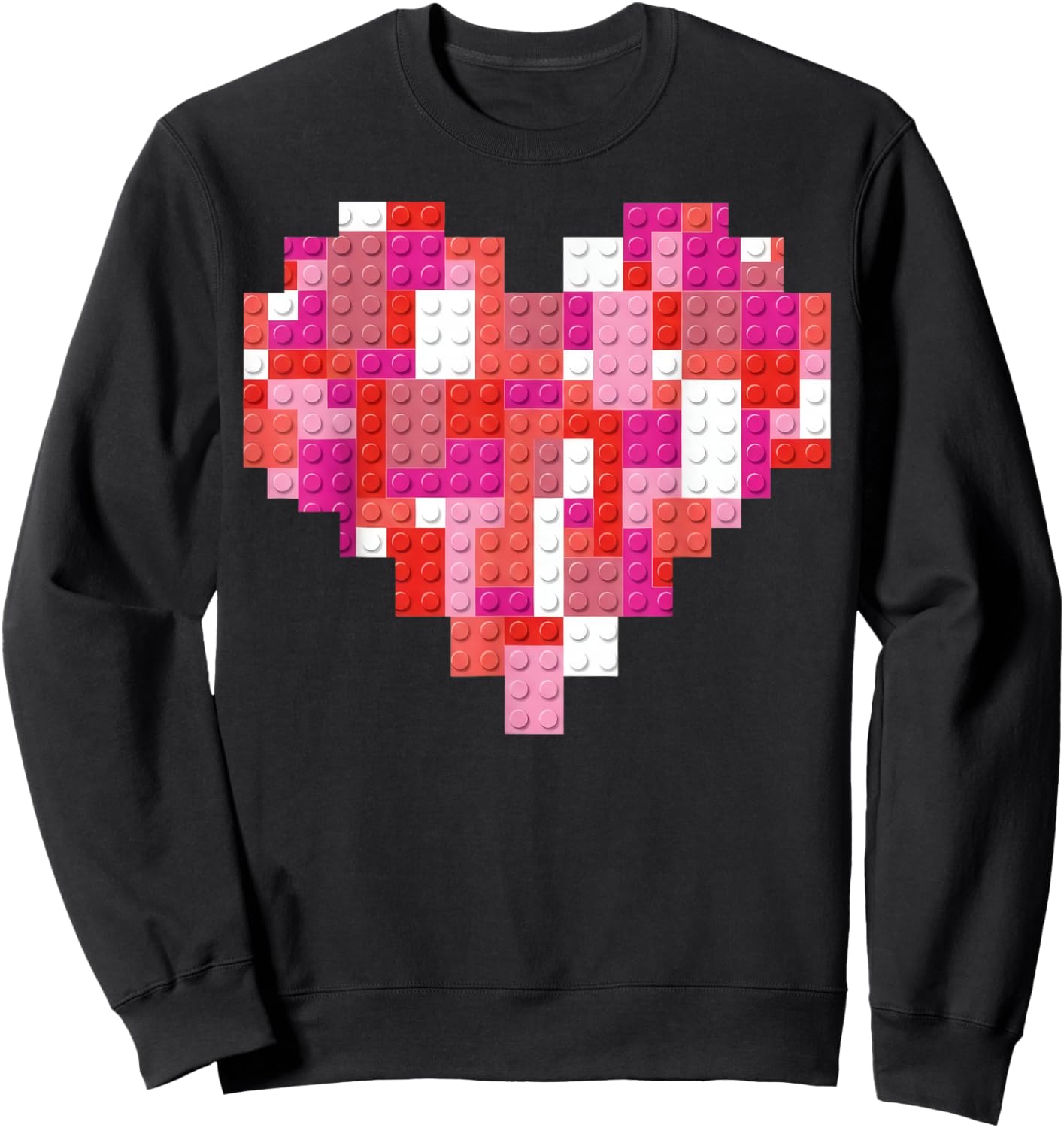 Valentines Day Heart Blocks Bricks Boys Toddles Valentine Sweatshirt - Sweatshirt | Black