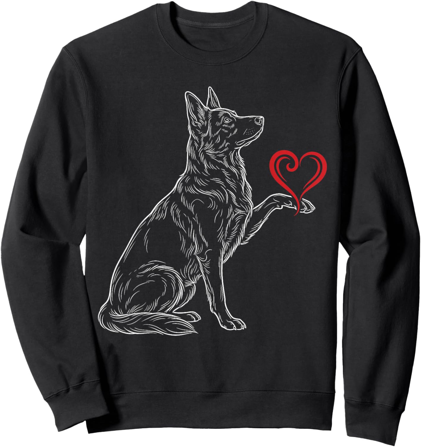 German Shepherd Lover Dog Art Holding Heart Valentines Sweatshirt - Sweatshirt | Black