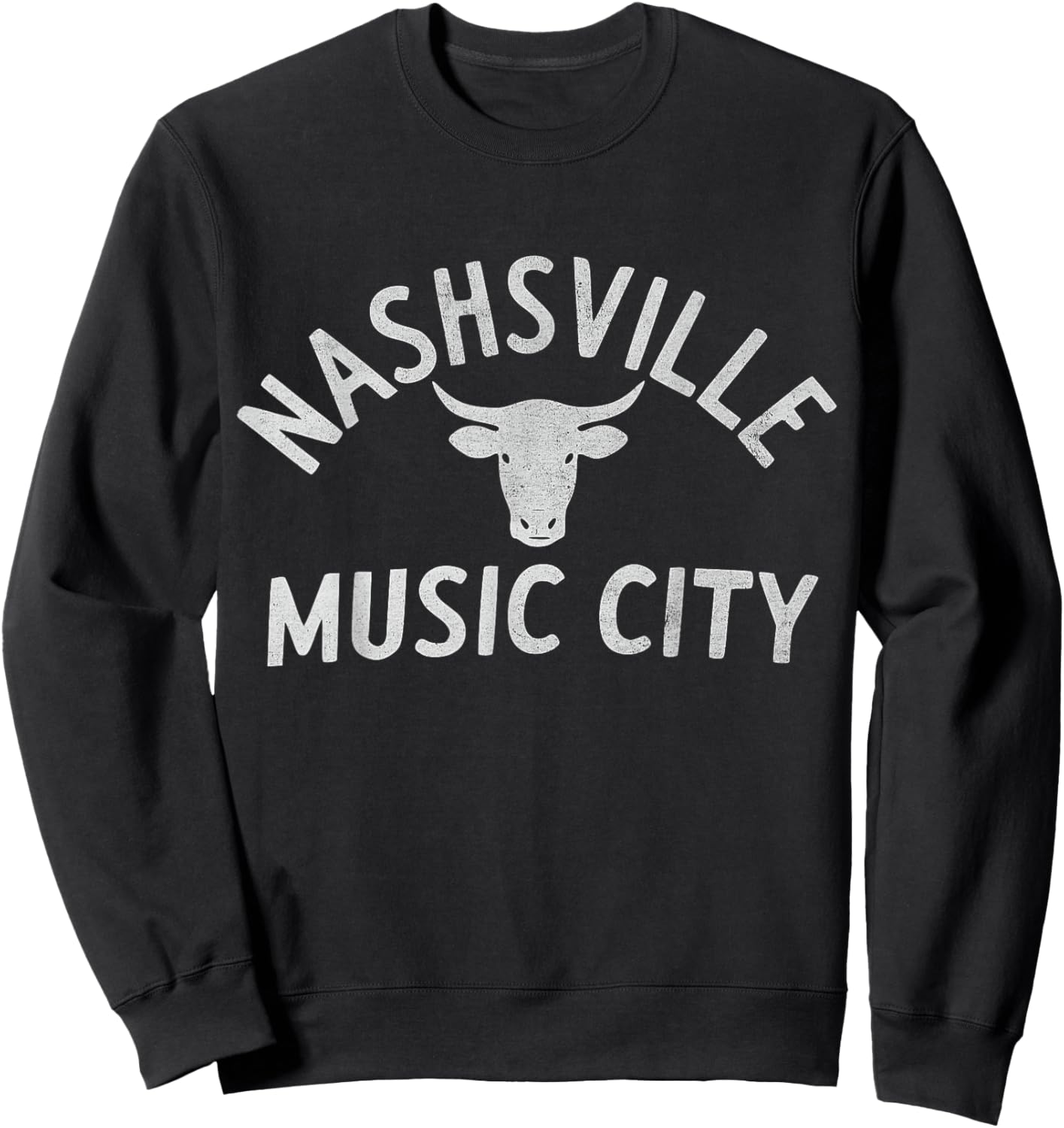 Nashville Music City Bull Head Tennessee Sweatshirt - Sweatshirt | Black