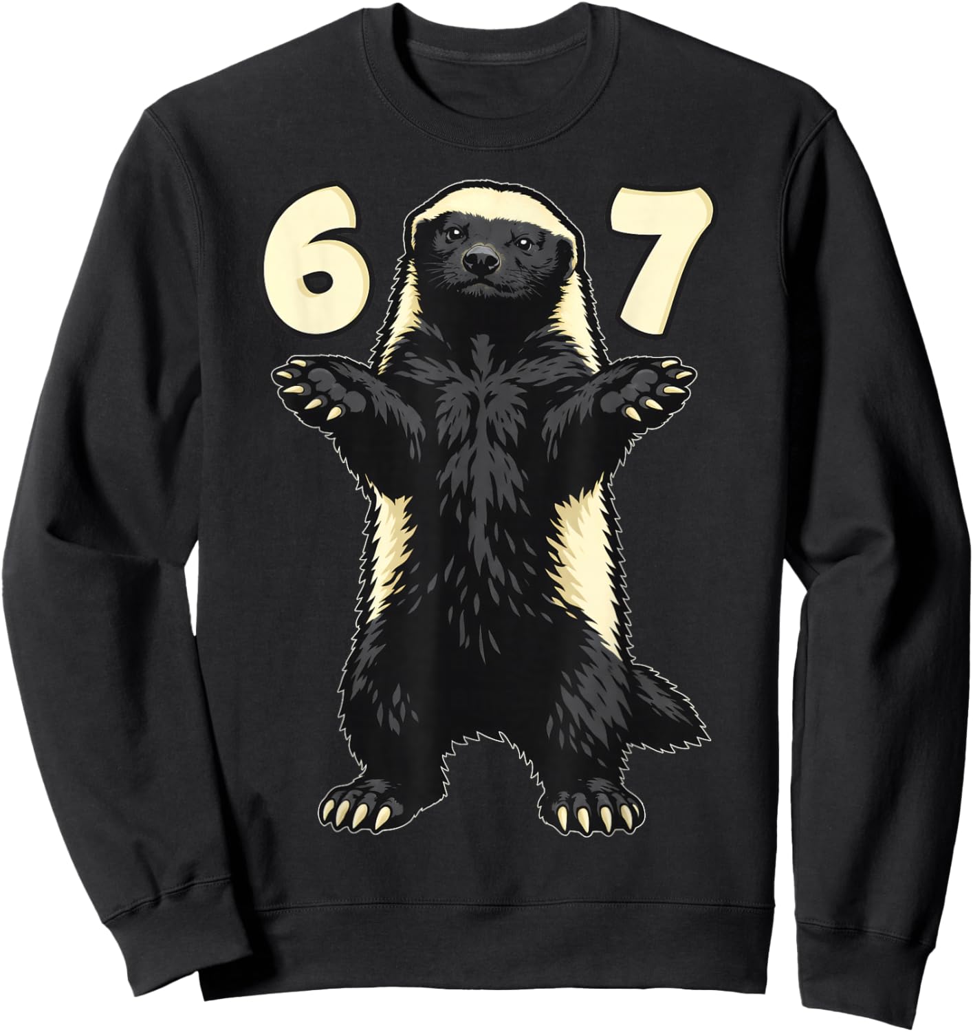 Honey Badger 67 Hand Motion Meme Kids Teens Young Adults Sweatshirt - Sweatshirt | Black