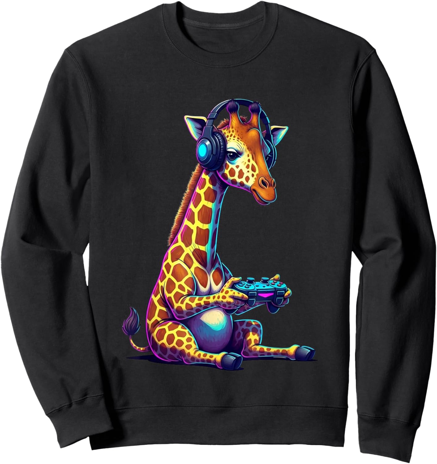 Giraffe Funny Video Games Giraffe Sweatshirt - Sweatshirt | Black