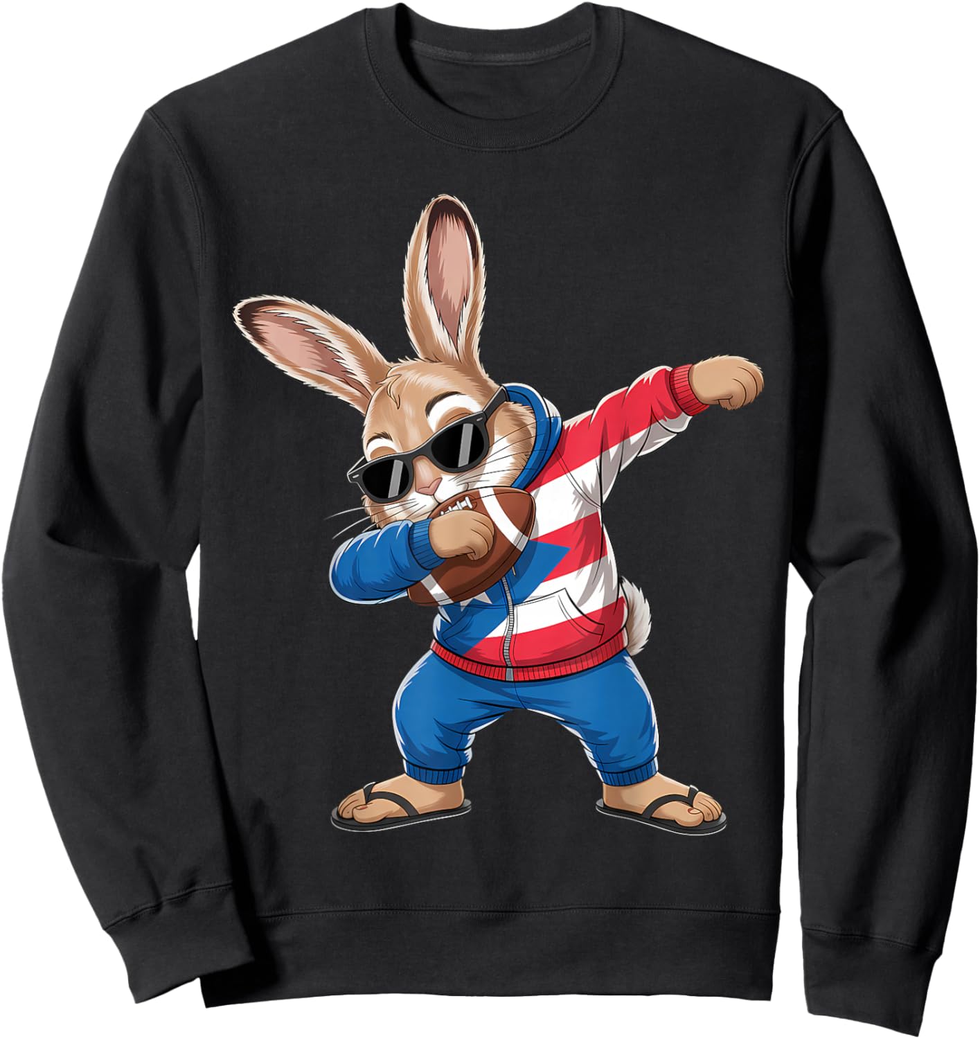 Puerto Rico Flag Rabbit Puerto Rican Bunny Sweatshirt - Sweatshirt | Black