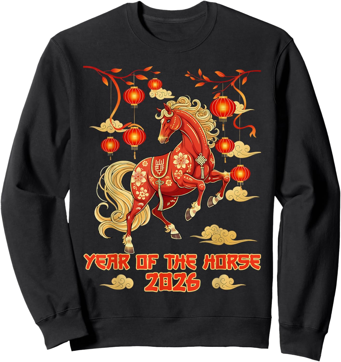 Happy Chinese New Year 2026 Year of The Horse Sweatshirt - Sweatshirt | Black