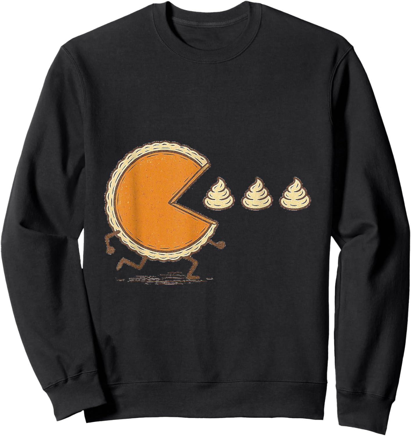 Funny Pumpkin Pie Chasing Whipped Cream Thanksgiving Day Sweatshirt - Sweatshirt | Black
