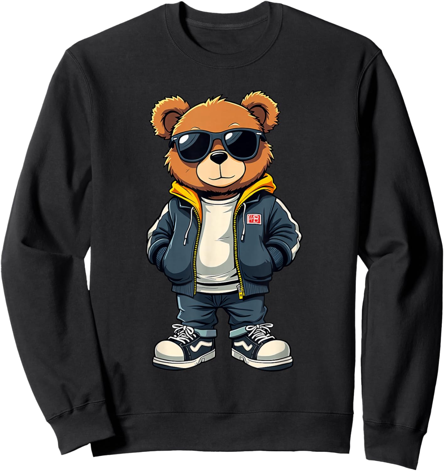 Cool Teddy Bear Graphic Men Women Boy Girl Kids Sweatshirt - Sweatshirt | Black