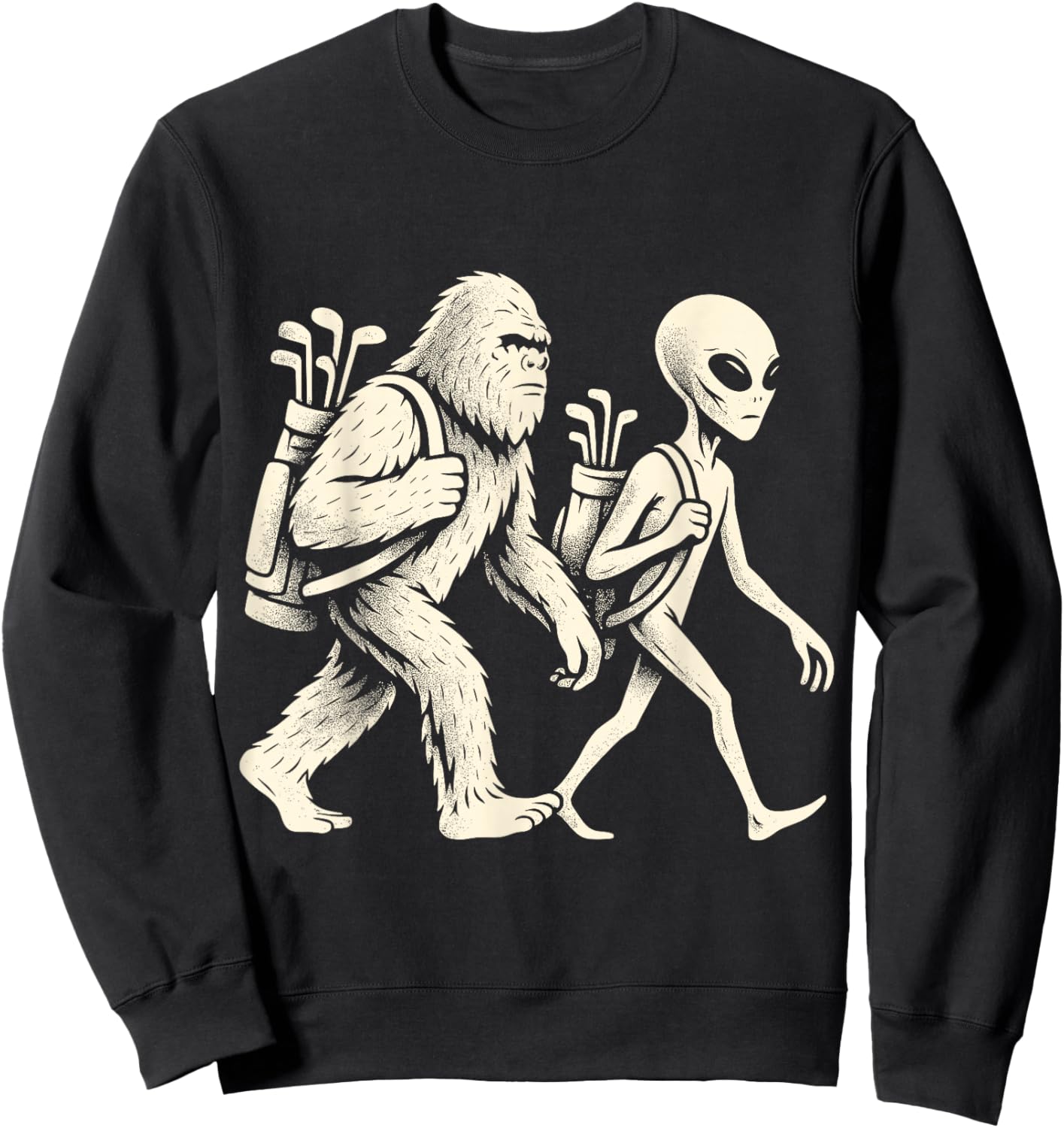 Funny Golf Bigfoot Sasquatch Alien UFO Golfer Sweatshirt - Sweatshirt | Black