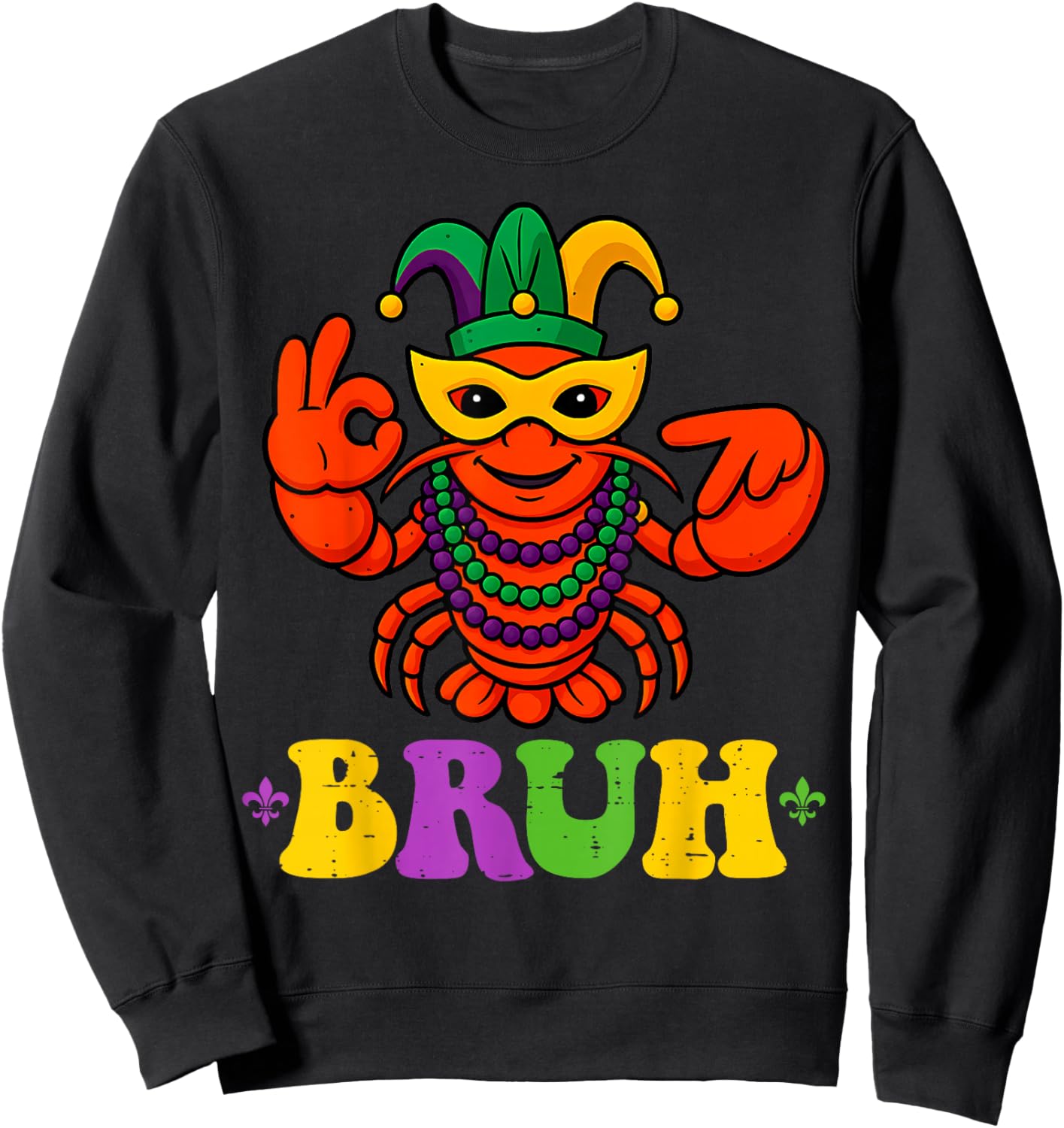 67 Bruh Mardi Gras Crawfish Funny Six Seven Meme Boys Kids Sweatshirt - Sweatshirt | Black