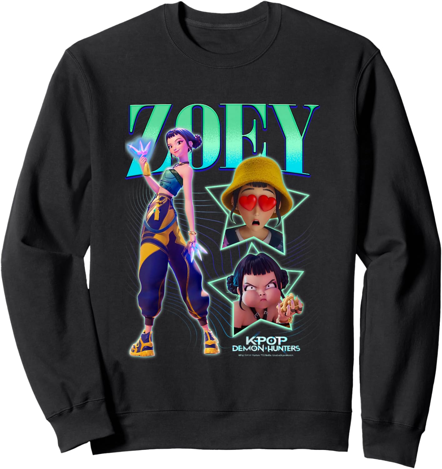 Kpop Demon Hunters Halloween Zoey Showcase Y2K Style Poster Sweatshirt - Sweatshirt | Black