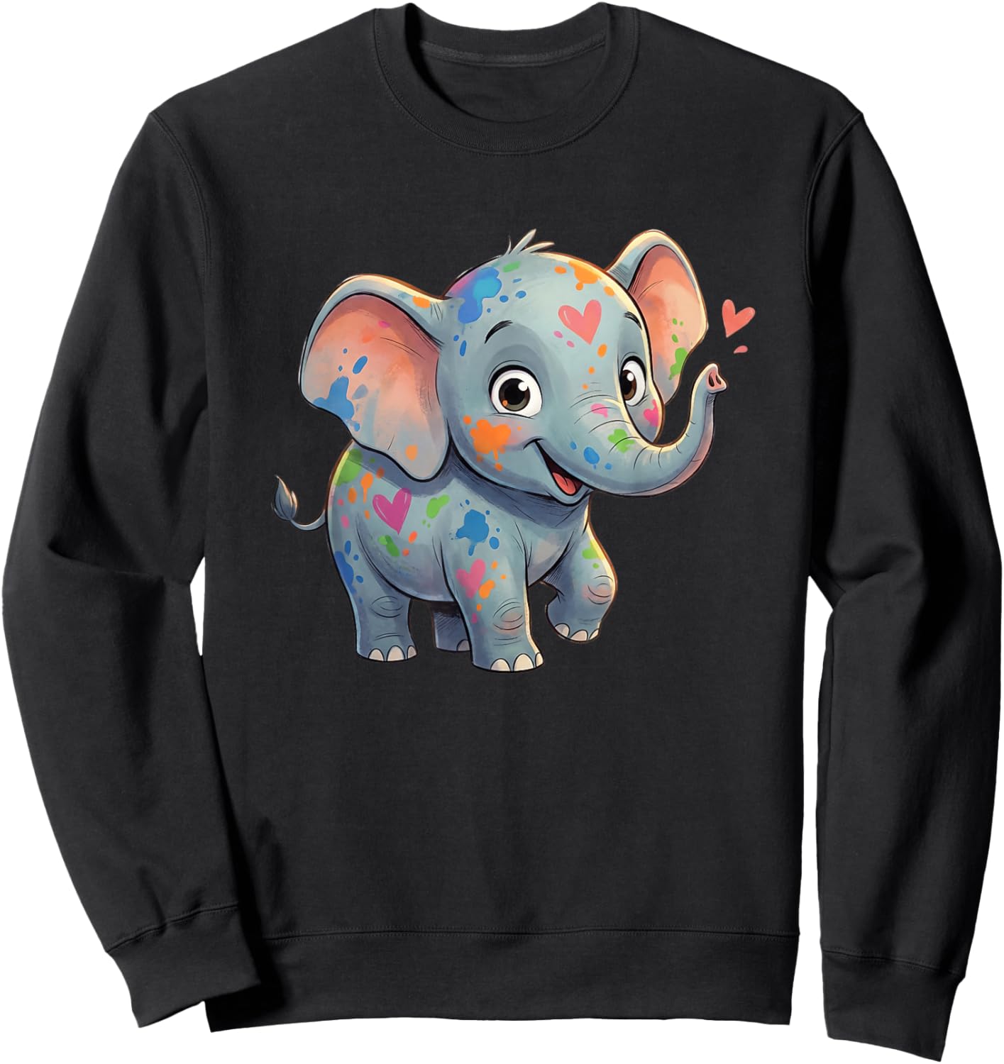 Cute Love Elephant for Kids Valentines Day Sweatshirt - Sweatshirt | Black