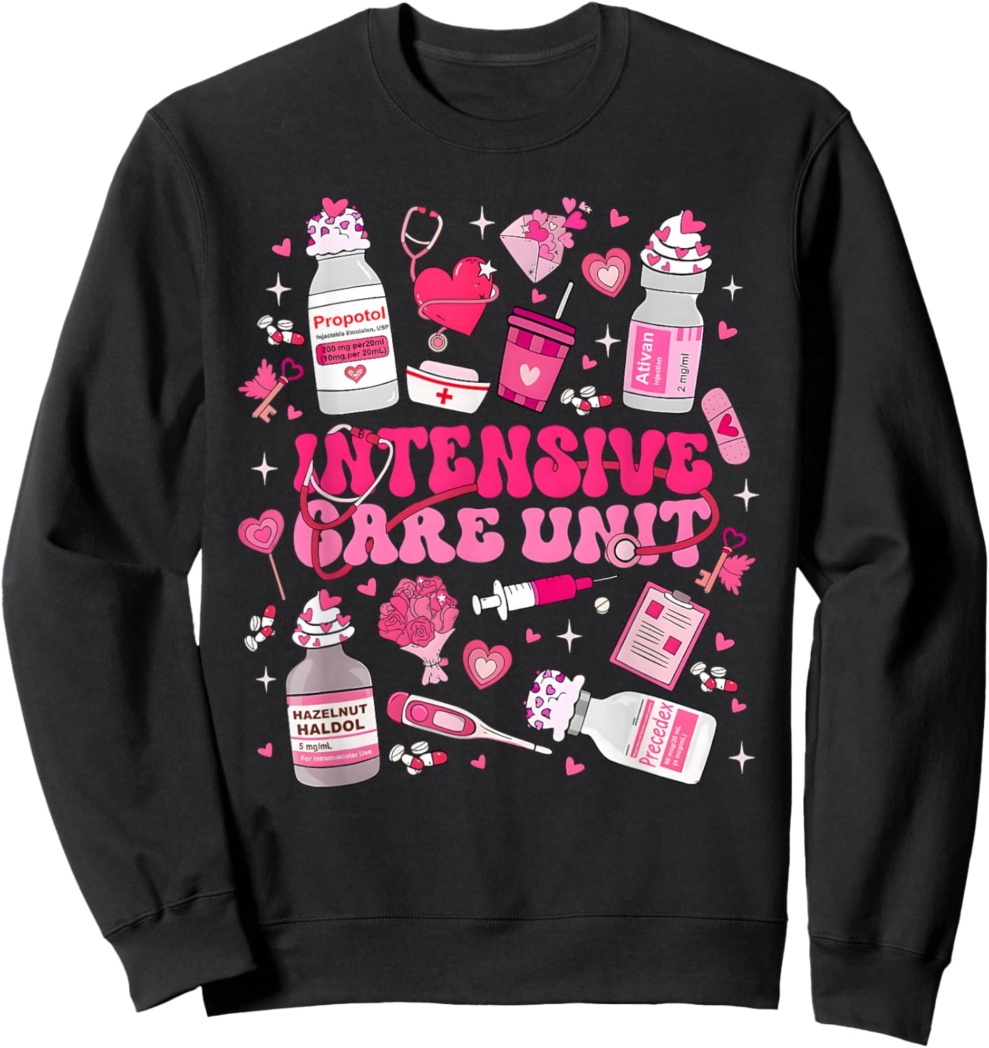 ICU Nurse Valentine Intensive Care Unit Micu Cvicu Sicu Ccu Sweatshirt - Sweatshirt | Black