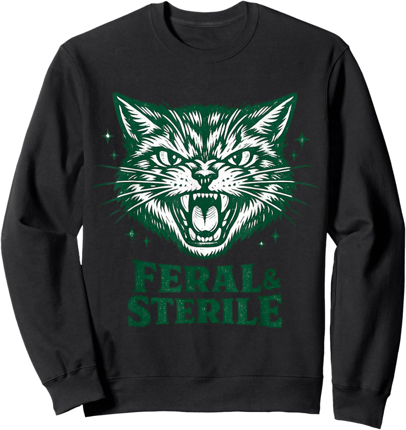 Feral & Sterile Retro Cat TNR Mom Funny Women Cat Lover Sweatshirt - Sweatshirt | Black