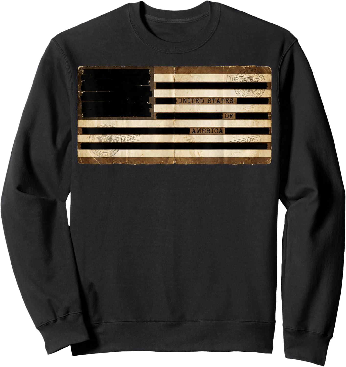 Censored Documents American Flag | United States of America Sweatshirt - Sweatshirt | Black