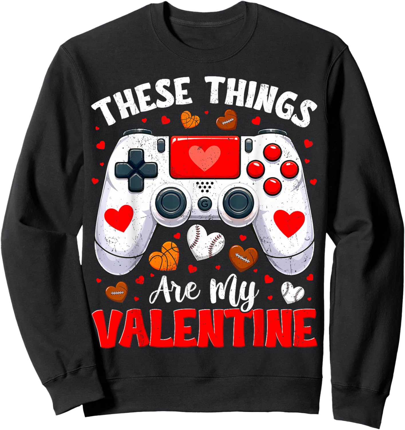 These Thing are My Valentine Gaming Sports Outfit Boy Kid Sweatshirt - Sweatshirt | Black