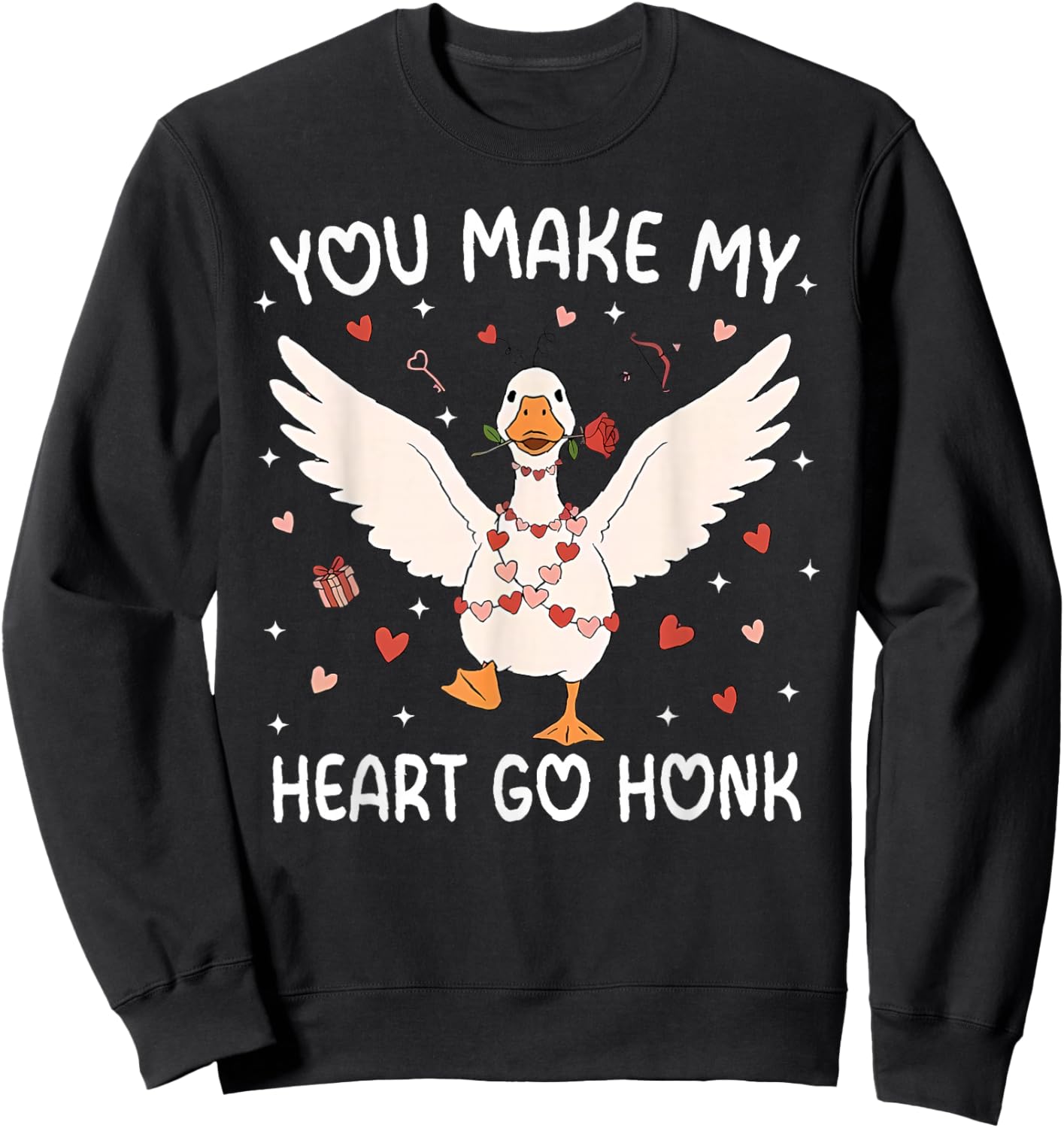 You Make My Heart Go Honk Valentine Goose Sweatshirt - Sweatshirt | Black