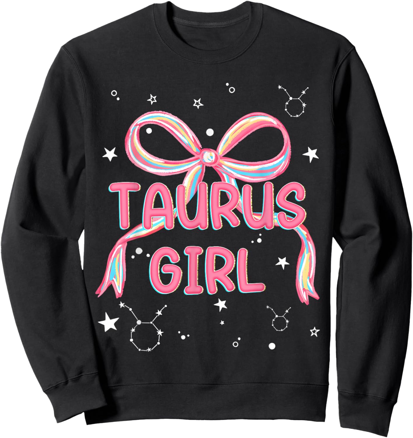 Cute Coquette Taurus Girl Zodiac April May Birthday Sweatshirt - Sweatshirt | Black