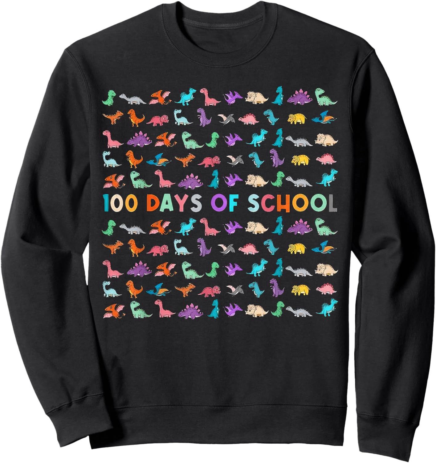 100 Days of School Dinosaur 100 Days Smarter 100th Day Kids Sweatshirt - Sweatshirt | Black