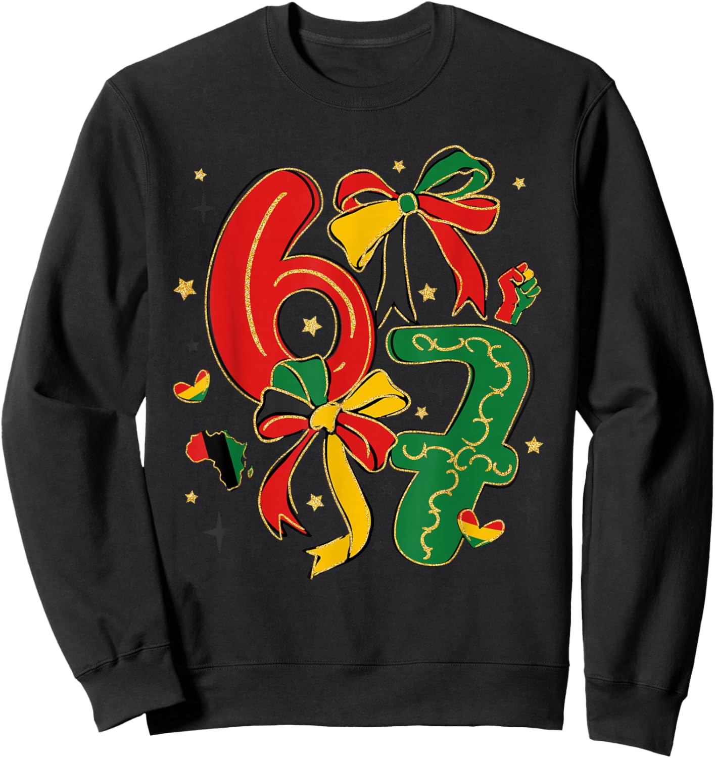 67 Black History Six Seven Coquette Bow Women Girls Kids Sweatshirt - Sweatshirt | Black