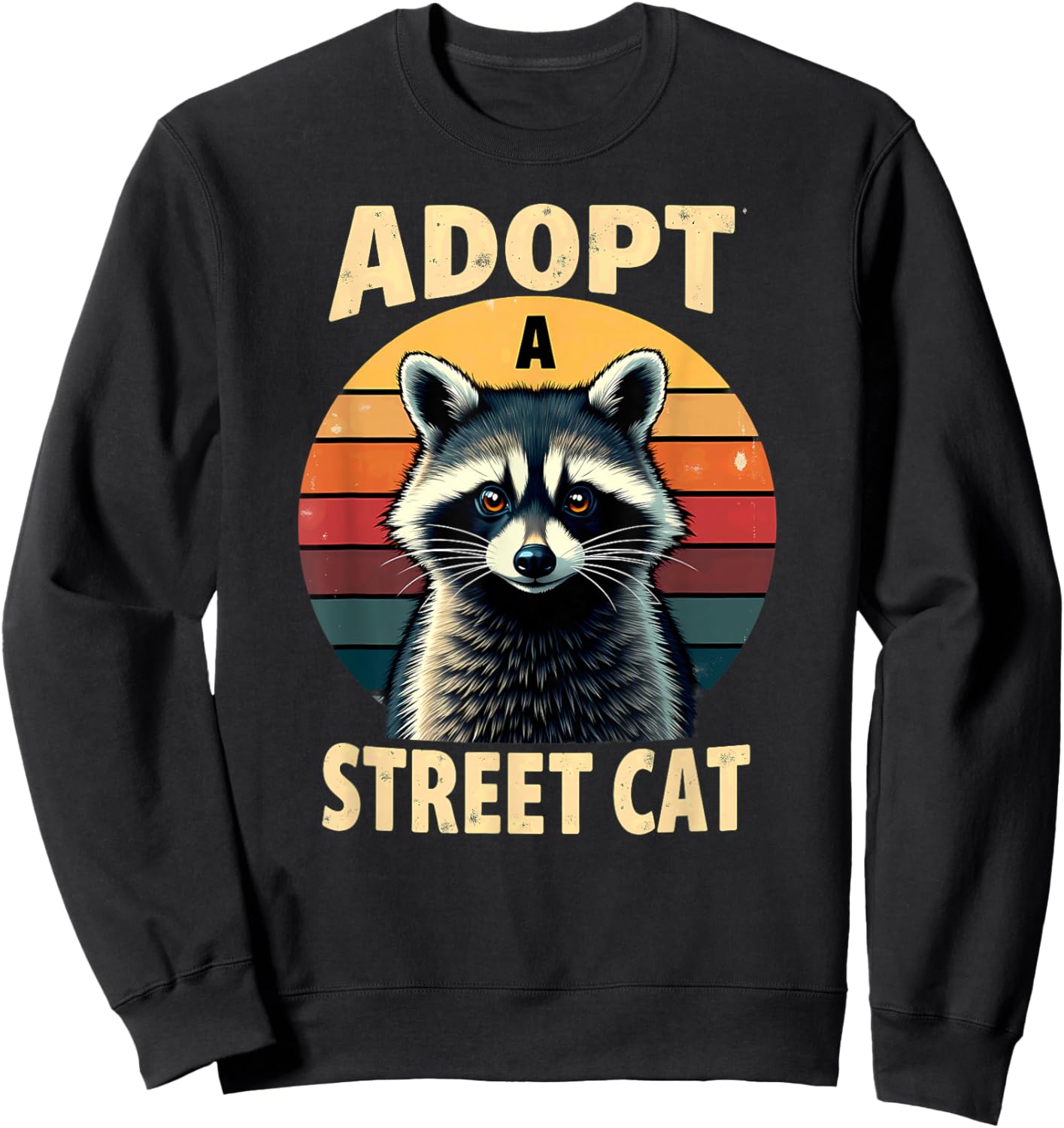 Retro Racoon Adopt A Street Cat Sweatshirt - Sweatshirt | Black