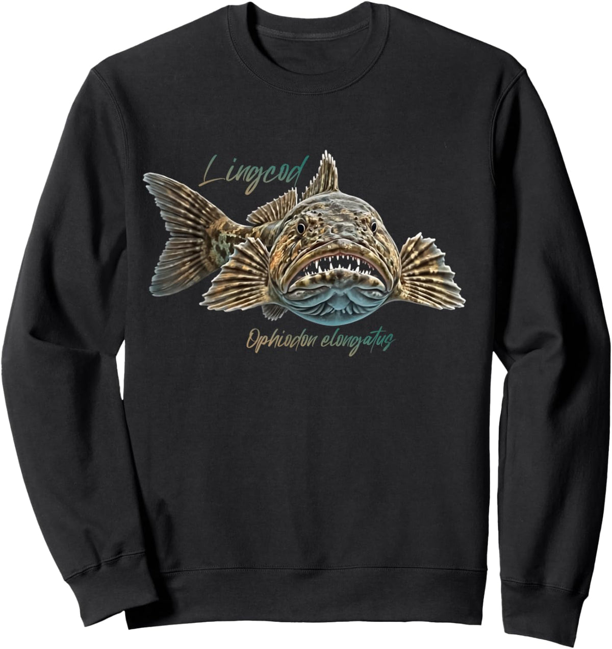 Lingcod Ophiodon elongatus Fish Species Fisherman Fishing Sweatshirt - Sweatshirt | Black