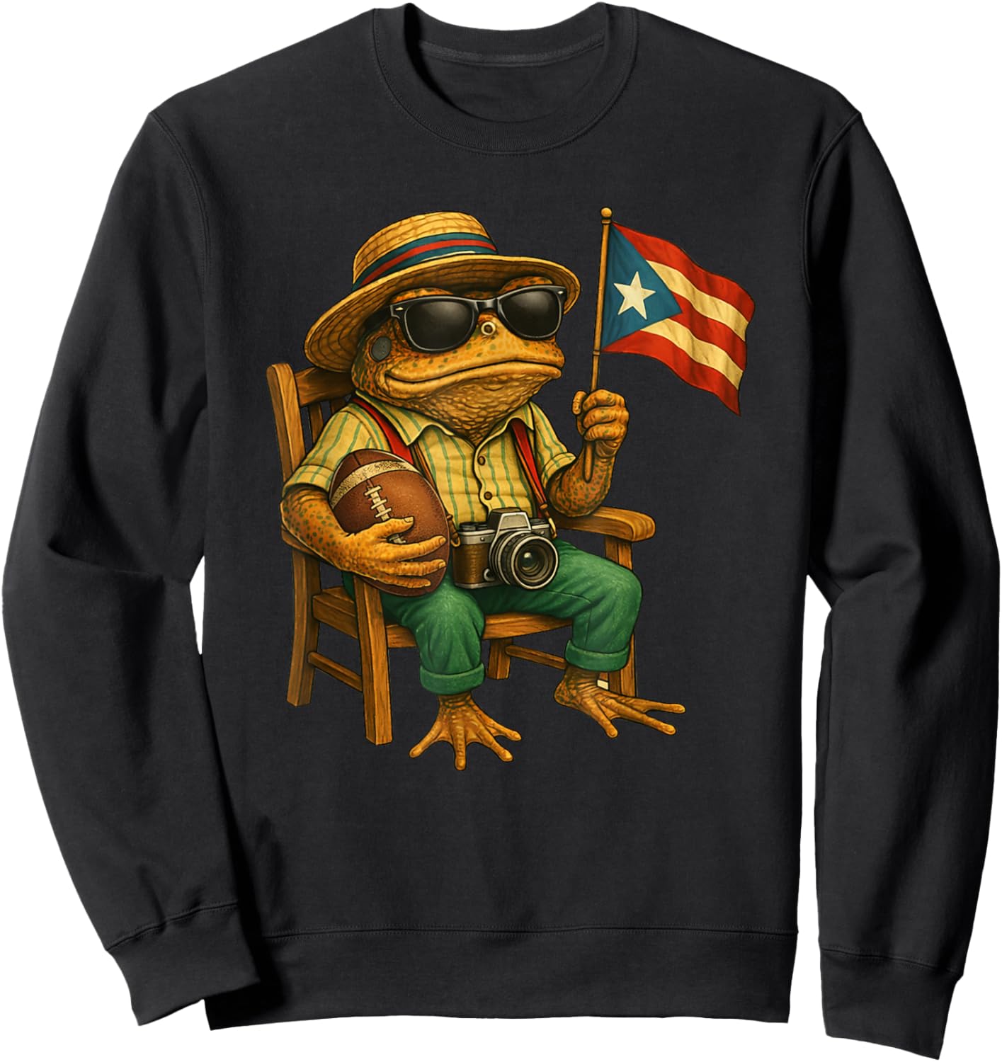Funny Coqui Frog Puerto Rico Flag Taino Boricua Hispanic Sweatshirt - Sweatshirt | Black