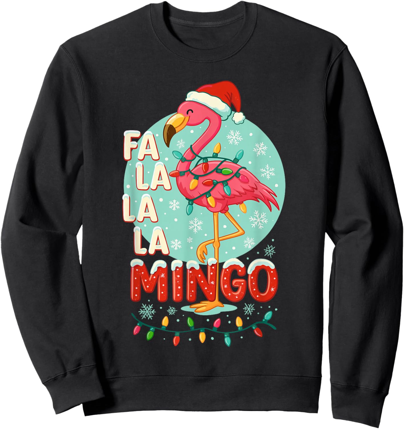 Flamingo Christmas Shirt , Funny FA La La Mingo Sweatshirt - Sweatshirt | Black