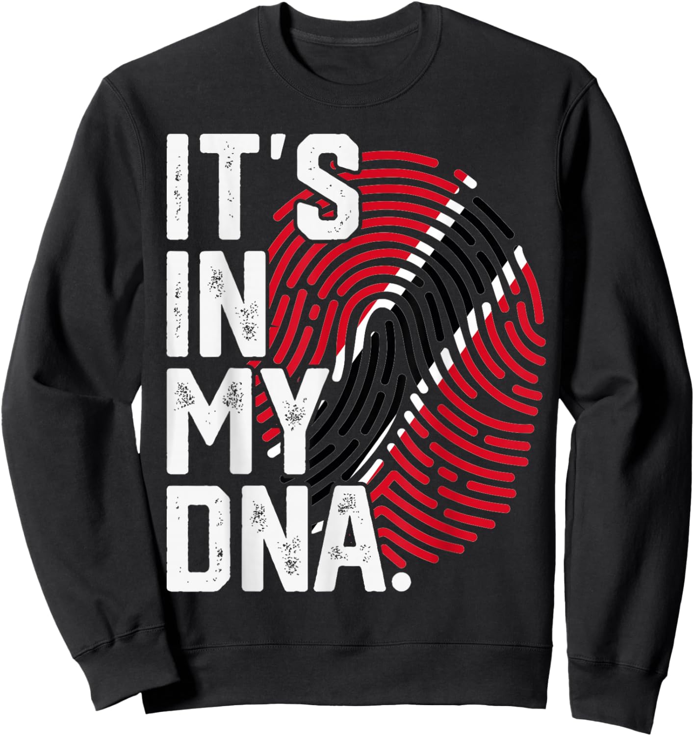 Trinidad and Tobago Roots Flag Fingerprint Graphic Patriotic Sweatshirt - Sweatshirt | Black