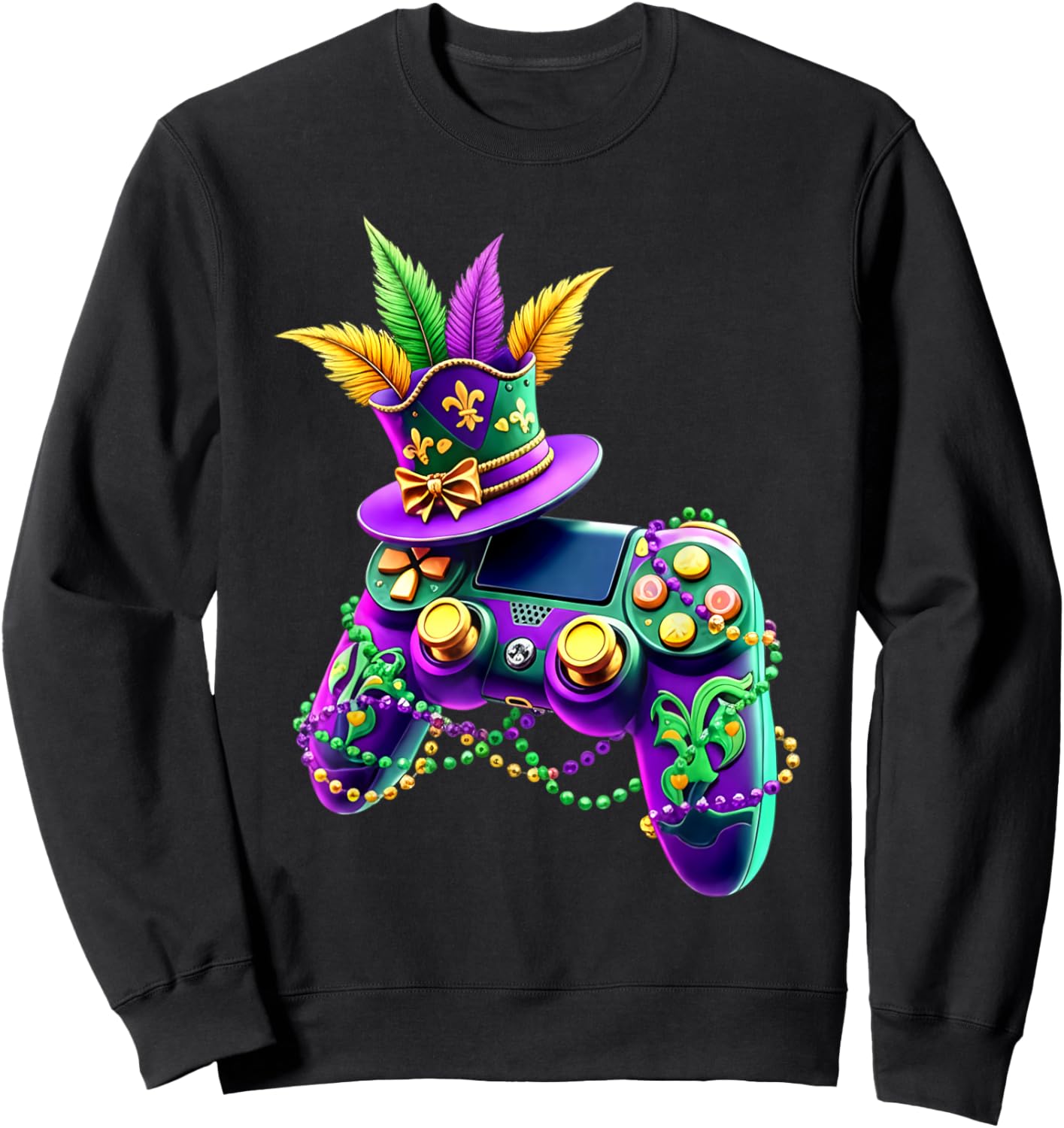Mardi Gras Video Game Controller Jester Mask Kids Boys Sweatshirt - Sweatshirt | Black