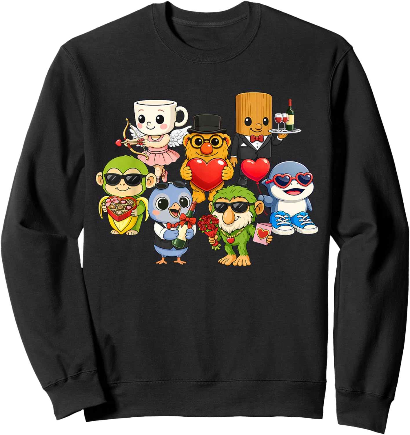Baby Brainrot Valentines Day 2026 Cute Meme Kids Los Dicen Sweatshirt - Sweatshirt | Black