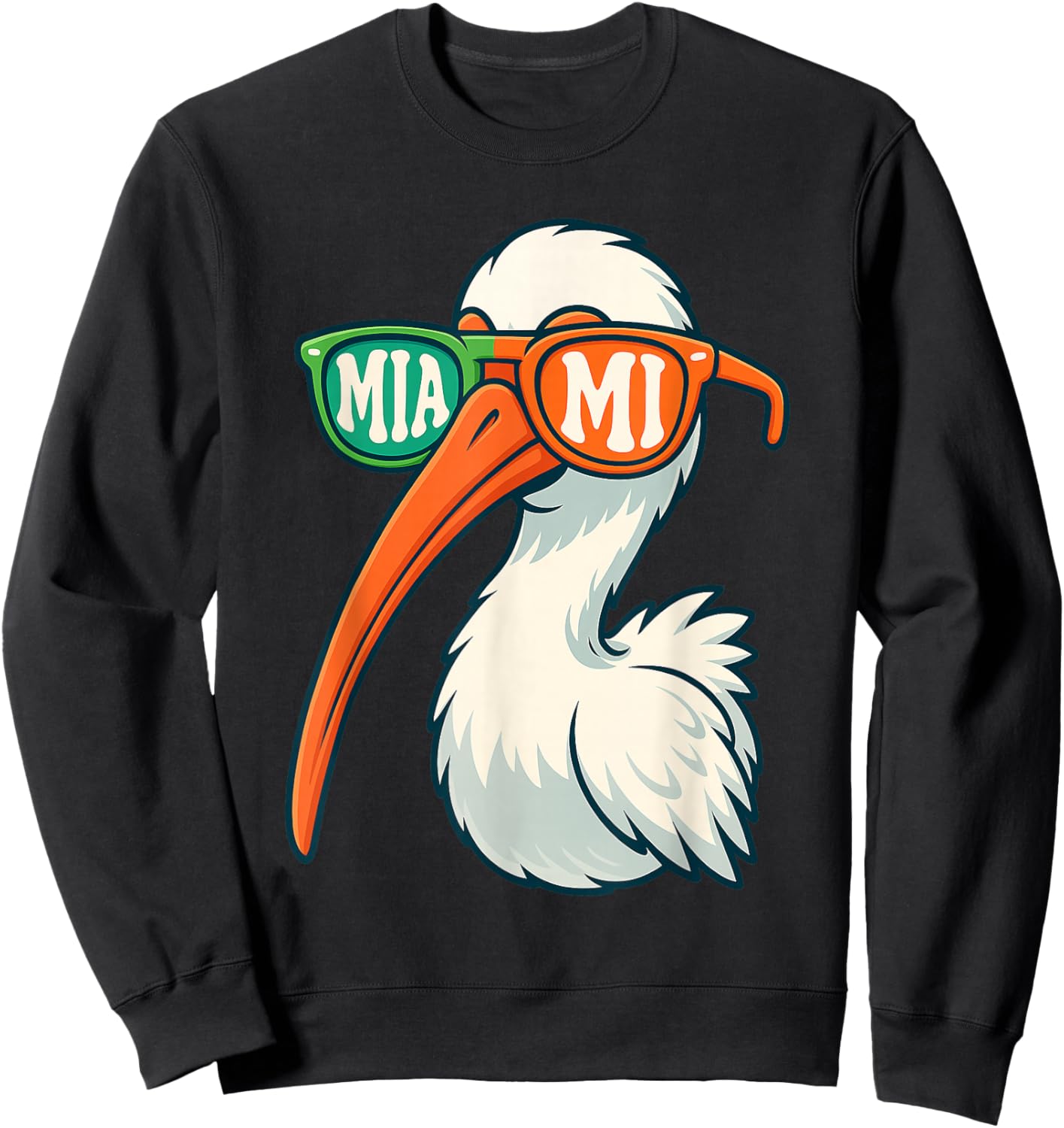 White Ibis with Sunglasses American Vintage Style Sweatshirt - Sweatshirt | Black