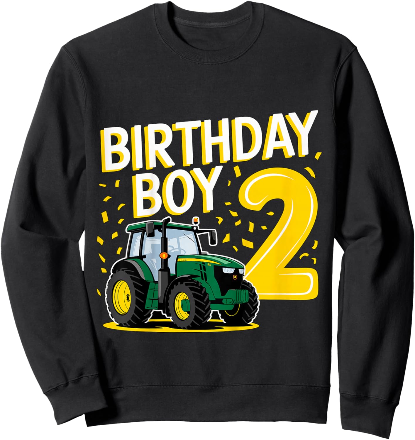Kids 2nd Birthday Boy 2 Years Old Farmer Tractor Sweatshirt - Sweatshirt | Black