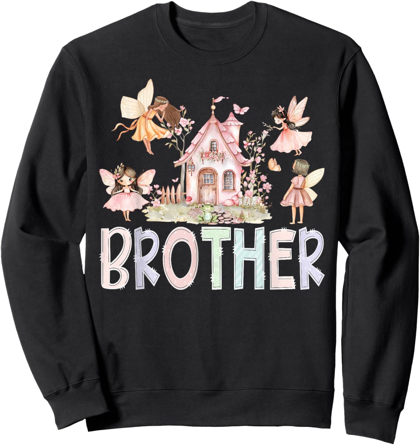 Fairy Brother Magical Floral Birthday Girl Fairytale Sweatshirt - Sweatshirt | Black