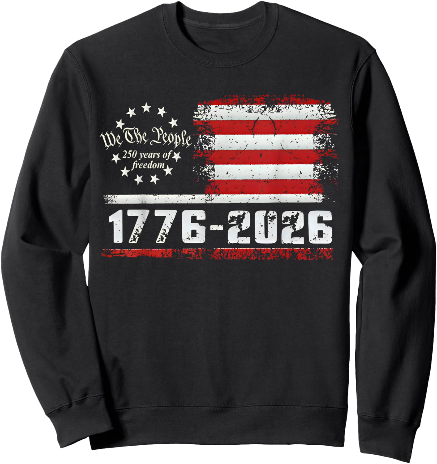4th of July American Flag Vintage 250 Years 1776 2026 USA Sweatshirt - Sweatshirt | Black