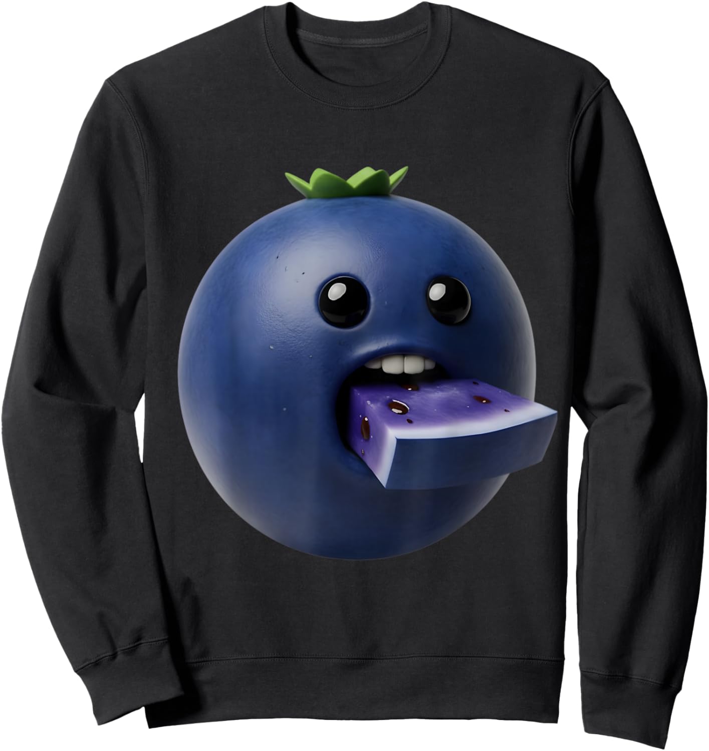 Niche Fruits Funny Blueberry Meme Brainrot Surreal Sweatshirt - Sweatshirt | Black