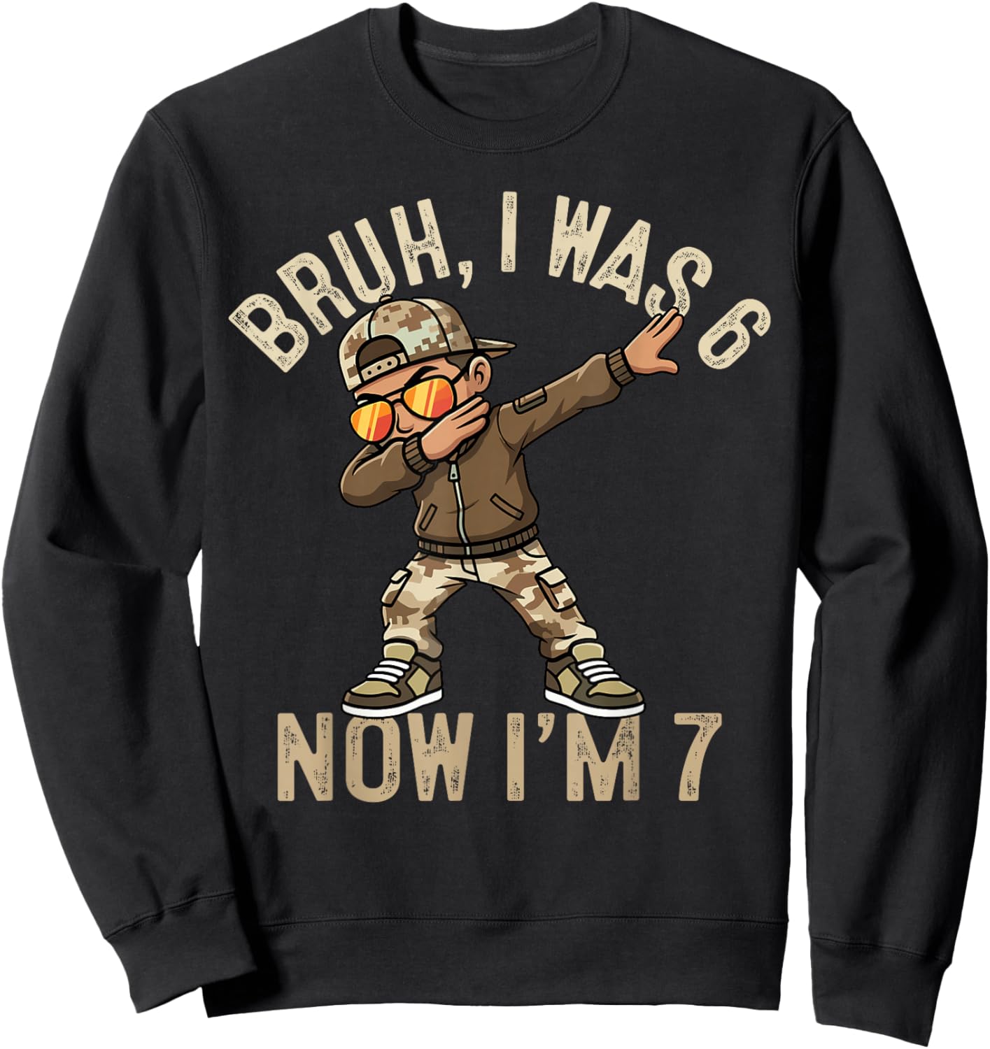 I was 6 Now I'm 7 Year Old 7th Birthday 67 Dabbing Boys Kids Sweatshirt - Sweatshirt | Black