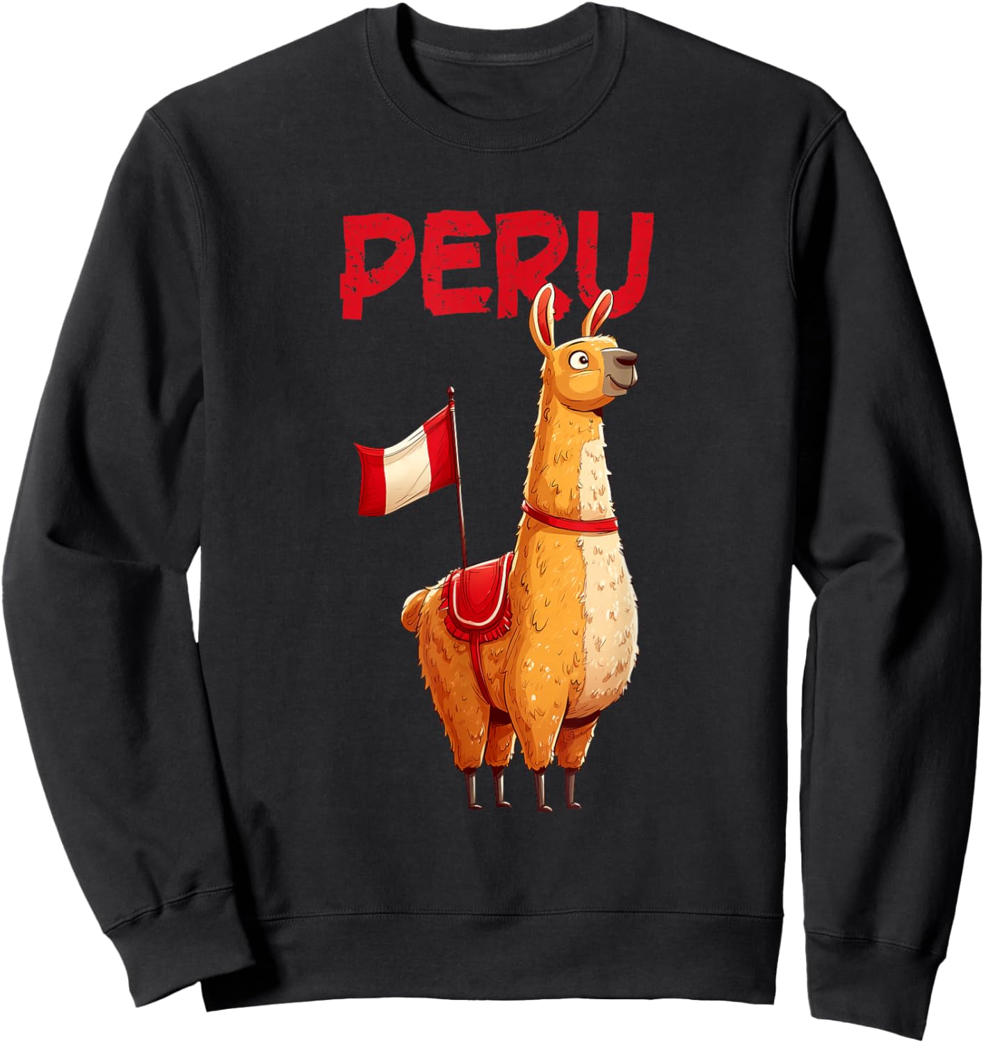 Pretty Llama with Peru Flag Costume Sweatshirt - Sweatshirt | Black