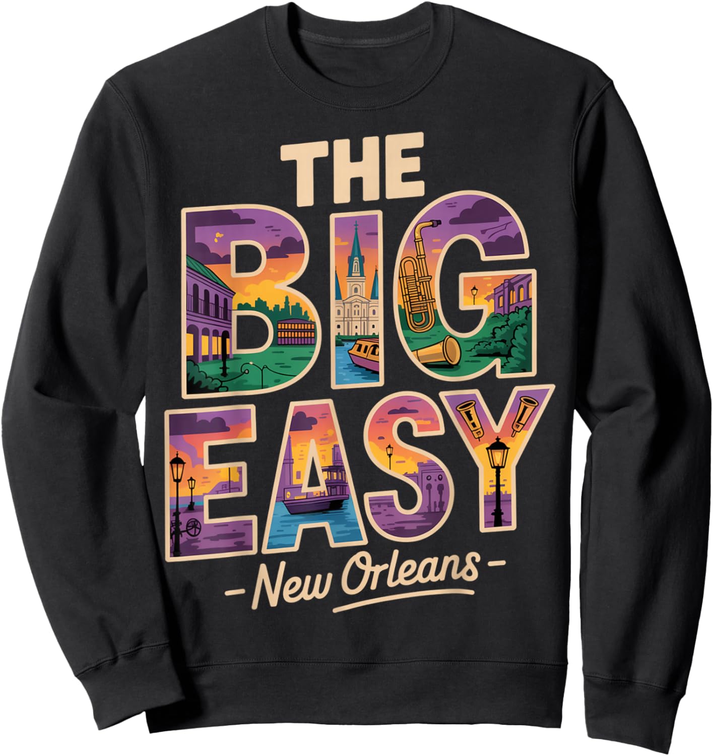 The Big Easy New Orleans Vintage Sweatshirt - Sweatshirt | Black