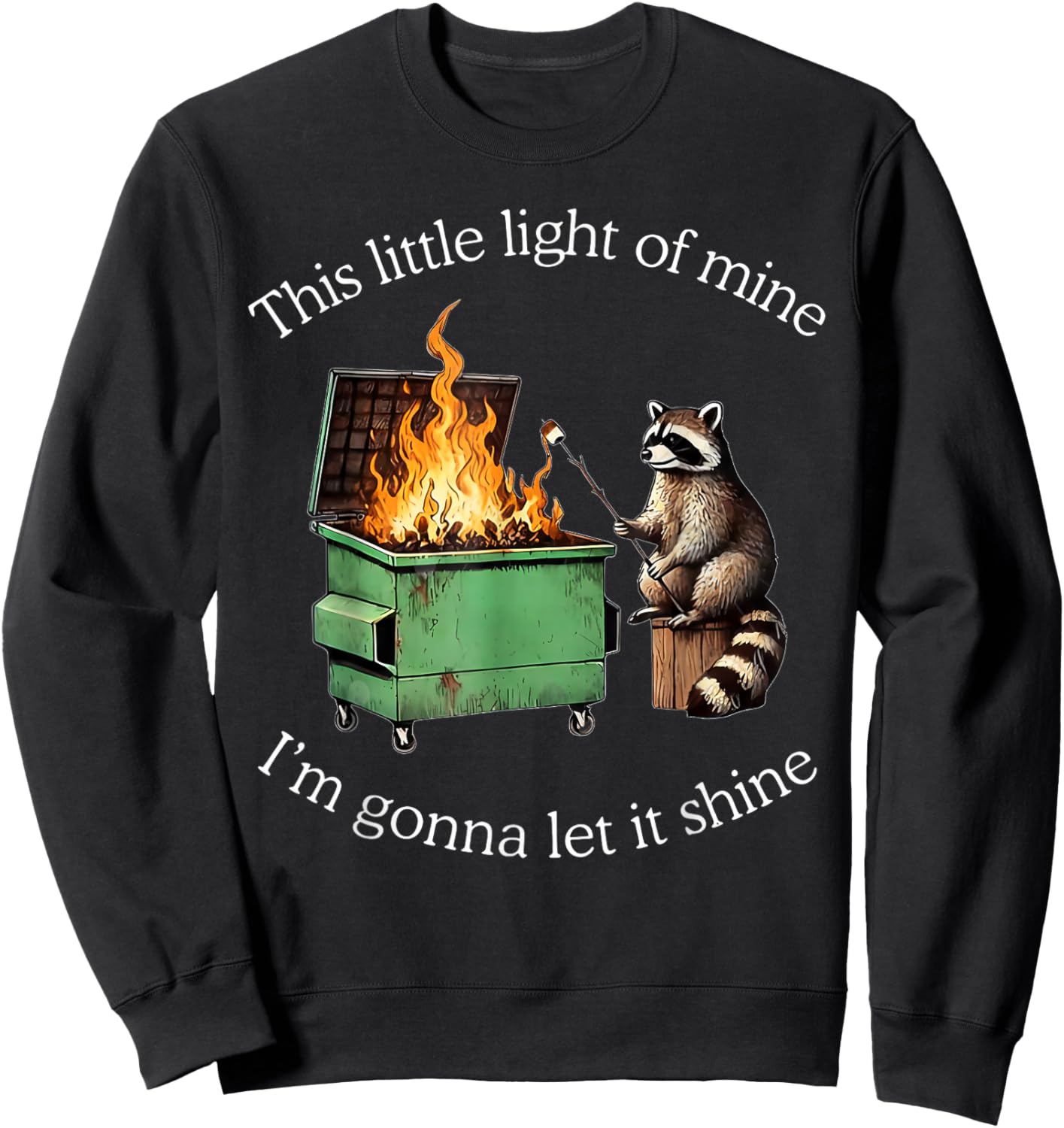 This Little Light of Mine Raccoon Dumpster Fire Meme Sweatshirt - Sweatshirt | Black