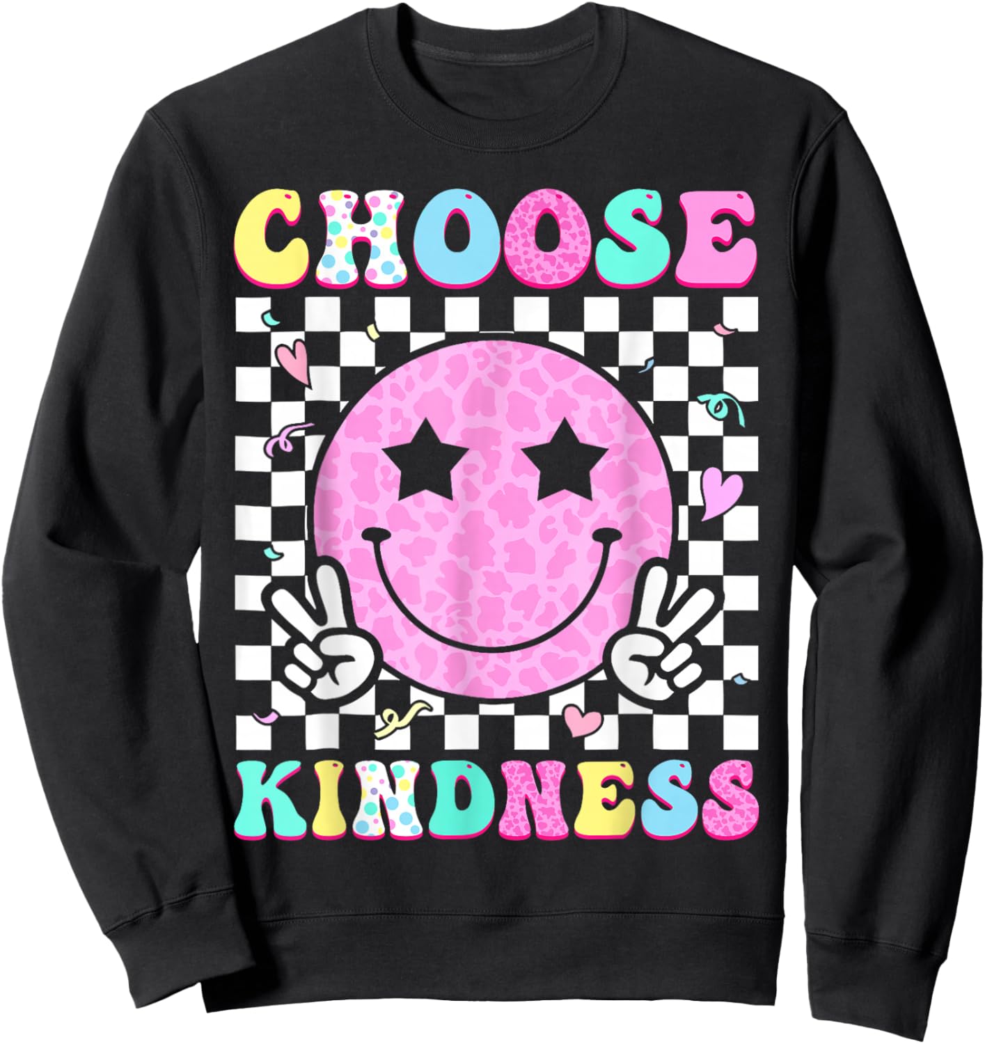 Groovy Choose Kindness Retro Be Kind Inspirational Sweatshirt - Sweatshirt | Black